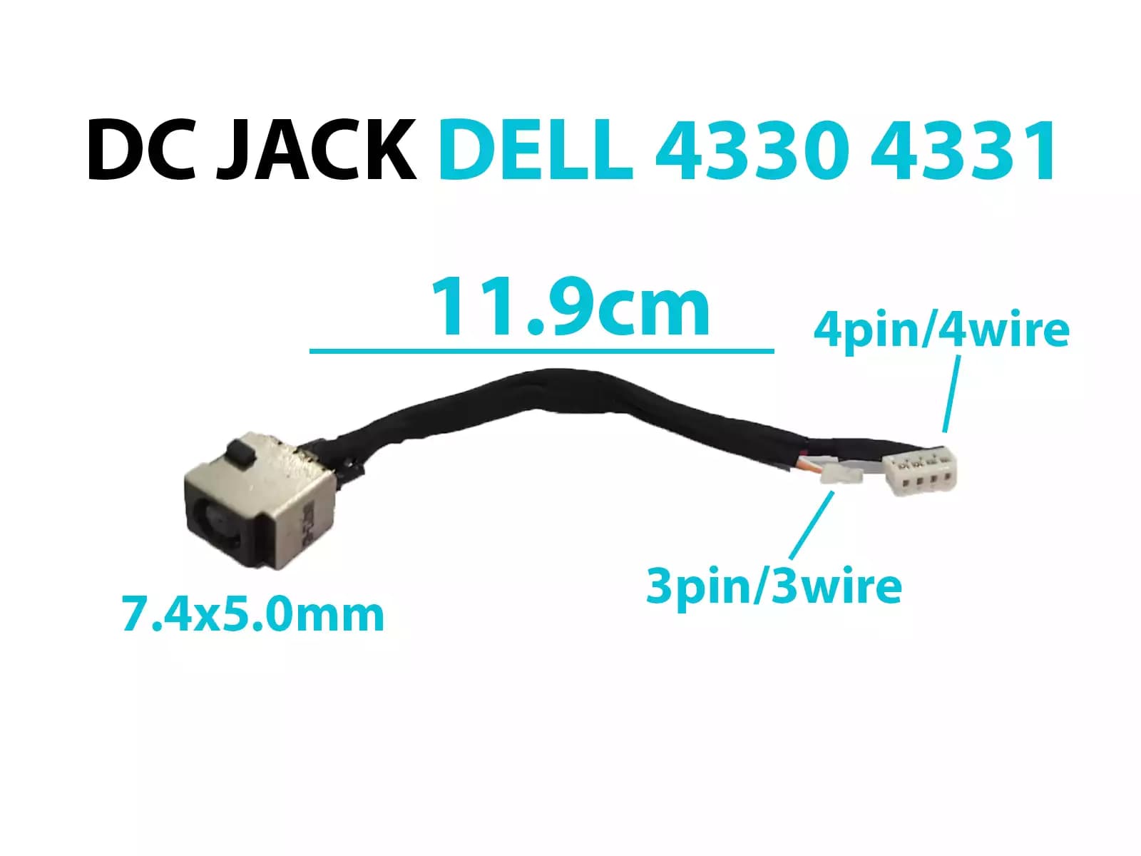 DC JACK DELL 4330 4331 6017B0300201 CON CABLE — imagen 1