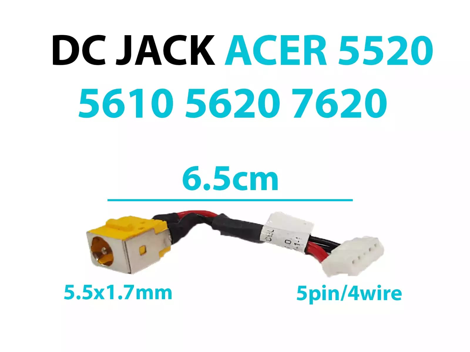 DC JACK ACER 5520 5610 5620 7620 5330 5530 5730 CON CABLE — imagen 1