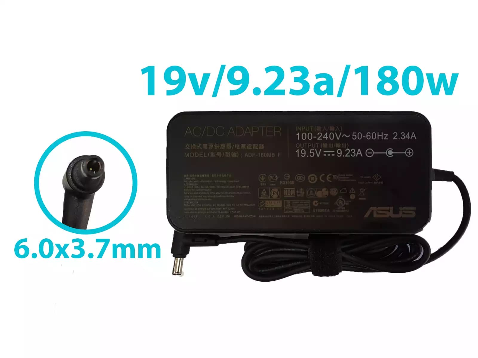 CARGADOR ASUS 19V/9.23A/180W/6.0x3.7mm PING INSIDE *ORIGINAL* — imagen 1