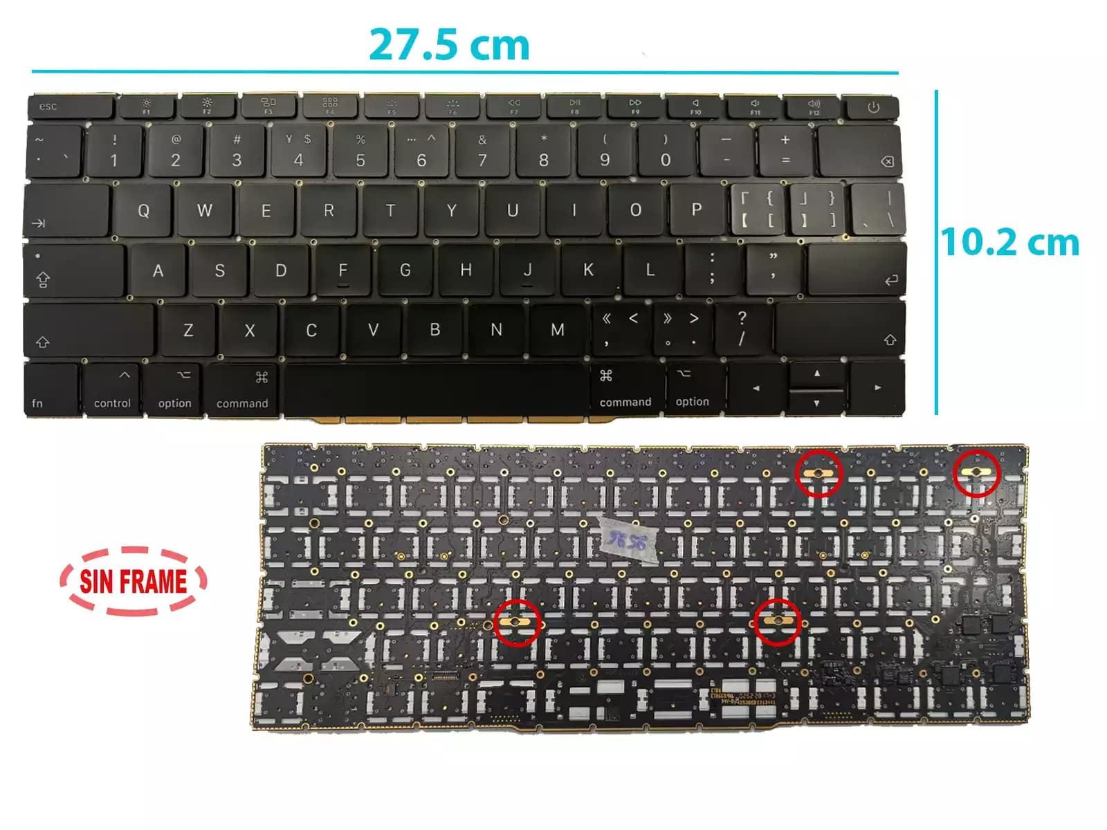 TECLADO APPLE MACBOOK A1708 SIN FRAME US — imagen 1