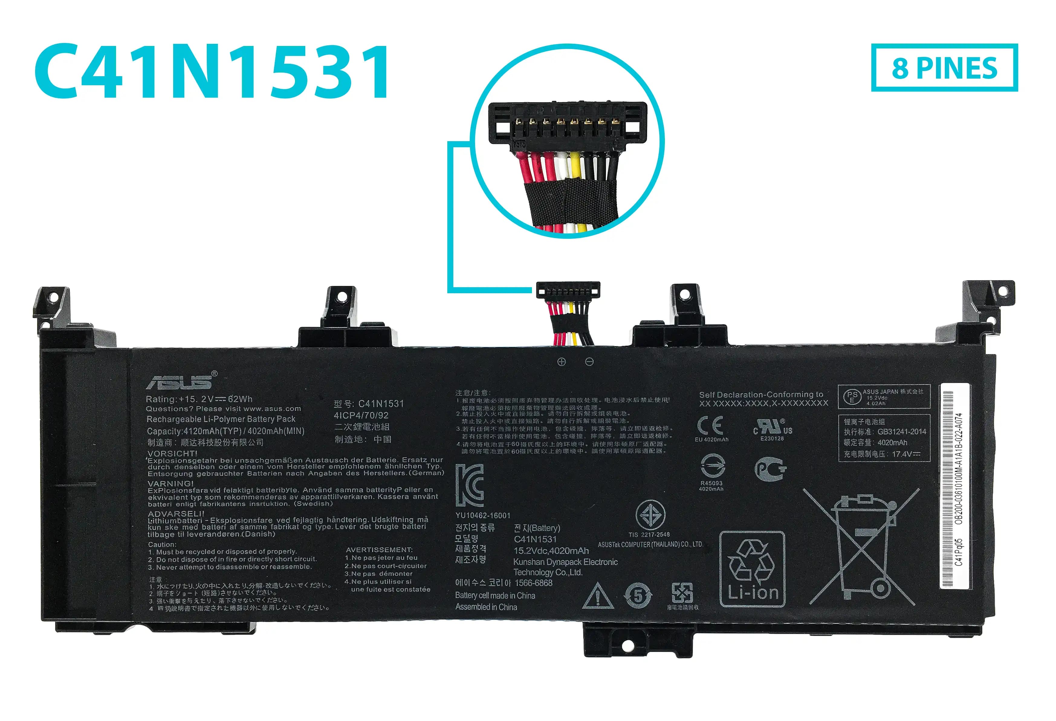 BATERIA ASUS C41N1531 GL502VS GL502VY GL502VS-1A GL502VY-DS71 INTERNA *ORIGINAL* — imagen 1