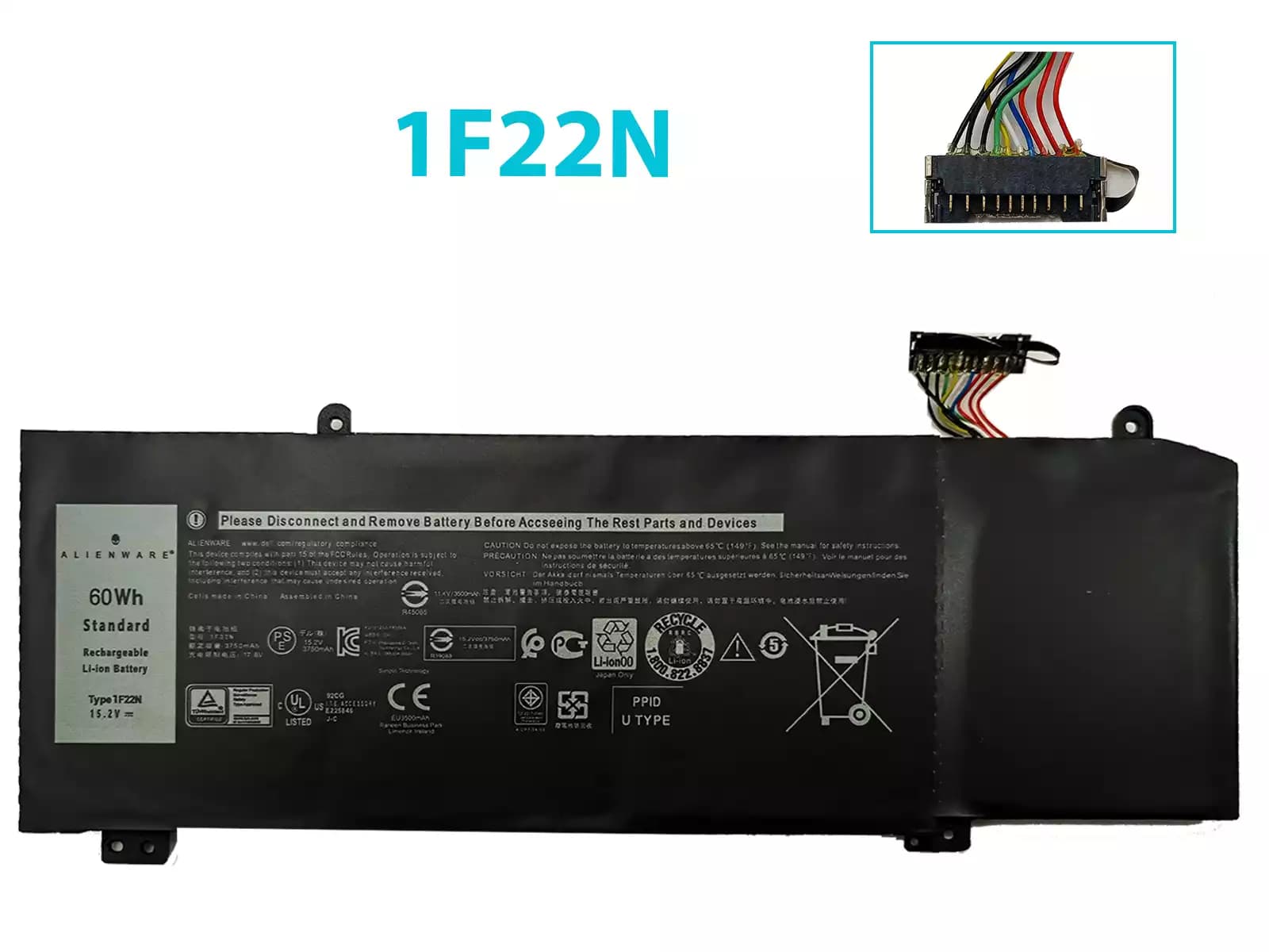 BATERIA DELL ALIENWARE M15 M17 R1 G7 7590 7790 G5 5590 D2783W D2743B D2865B D2863W D2842W TYPE 1F22N INTERNA *ORIGINAL* — imagen 1