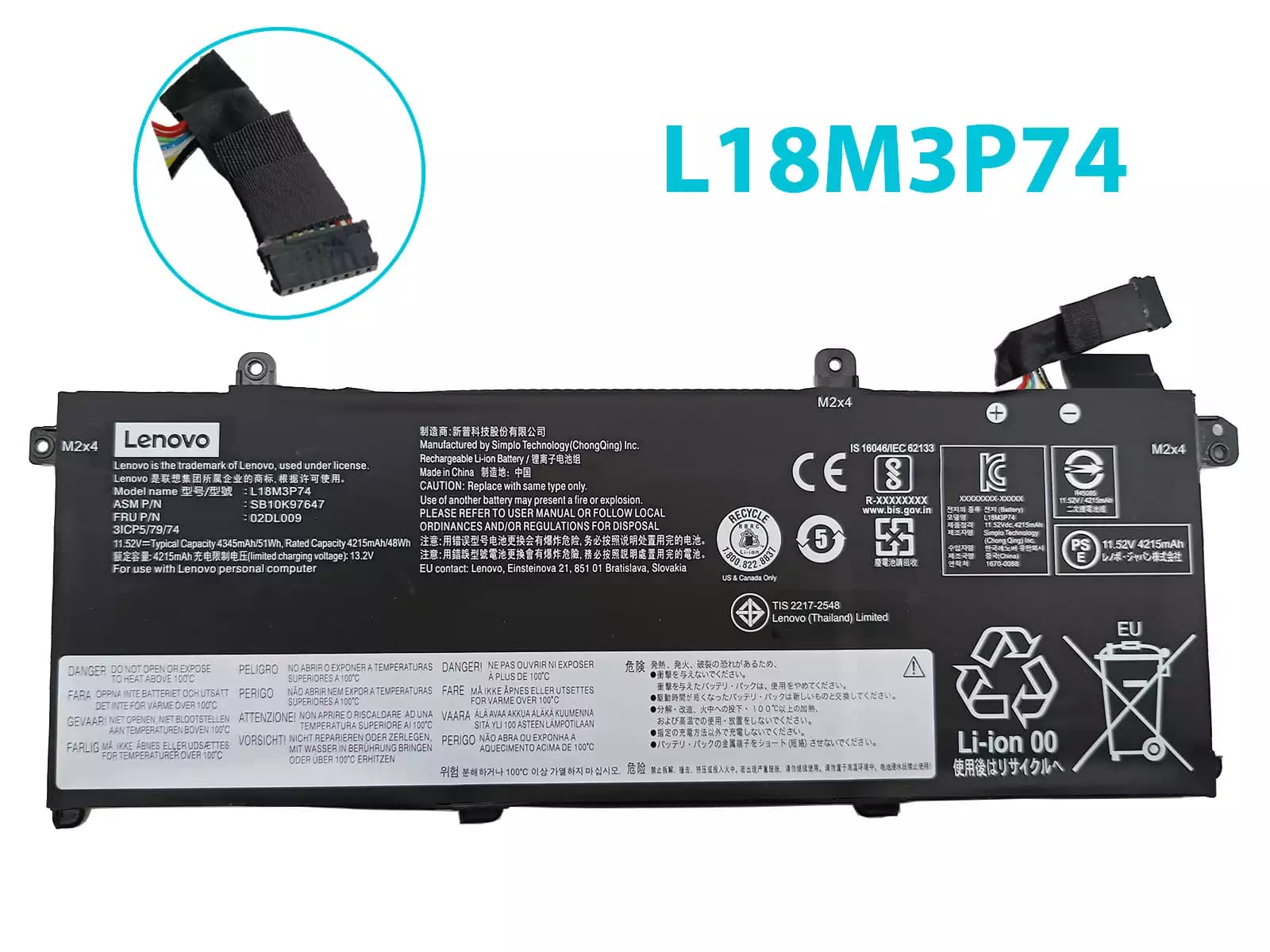 BATERIA LENOVO THINKPAD P43S T490 T495 T14 L18M3P74 INTERNA *ORIGINAL* — imagen 1