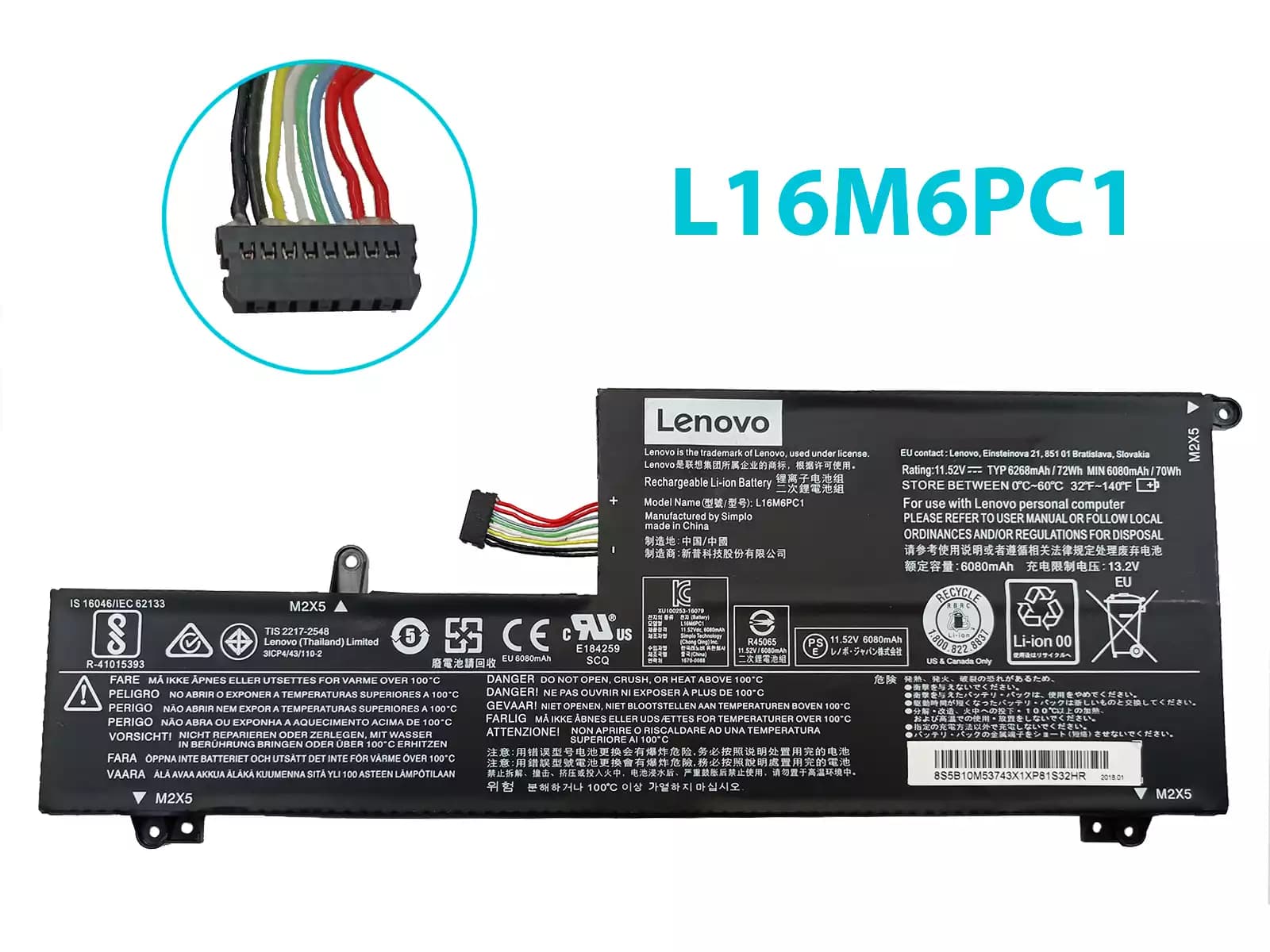 BATERIA LENOVO YOGA 720 720-15 720-15IKB SERIES L16L6PC1 L16C6PC1 L16M6PC1 INTERNA *ORIGINAL* — imagen 1
