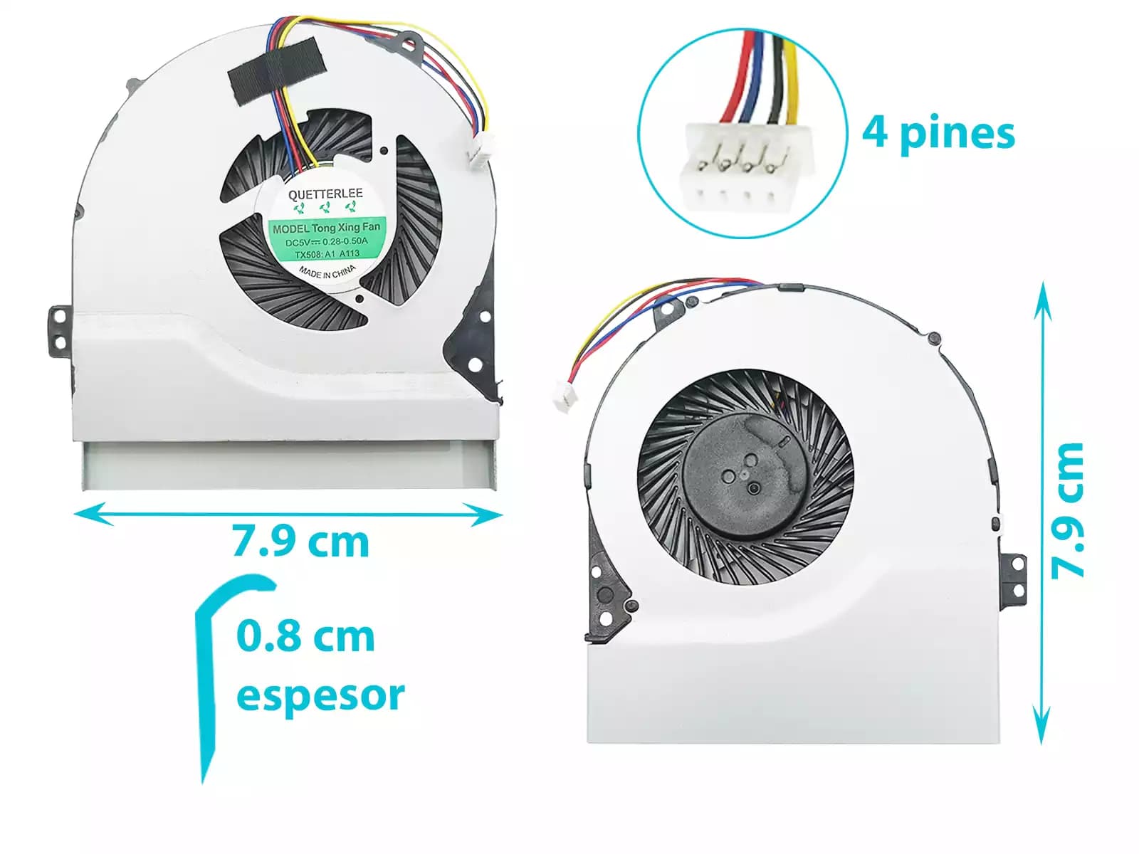COOLER ASUS X550 X550D X550DP X750JB X750J K550D K550DP K550DR KSB0705HA-CM1G VM590Z AB0805HX-GK3 (4 LINES) — imagen 2