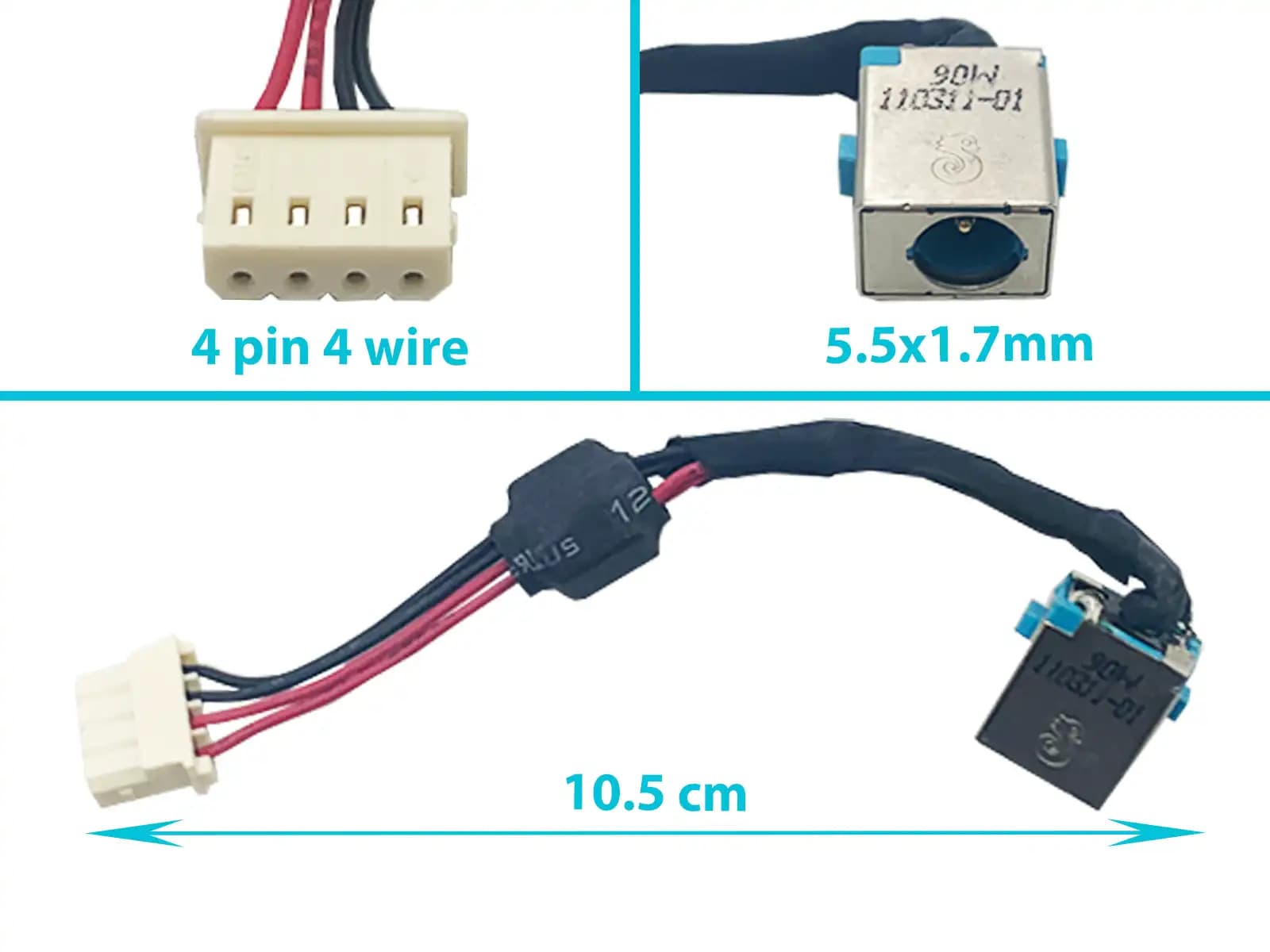 DC JACK ACER ASPIRE V3 V3-471 V3-471G V3-731 V3-771 V3-771G E1-421E CON CABLE LAARGO 10.5 CM — imagen 1