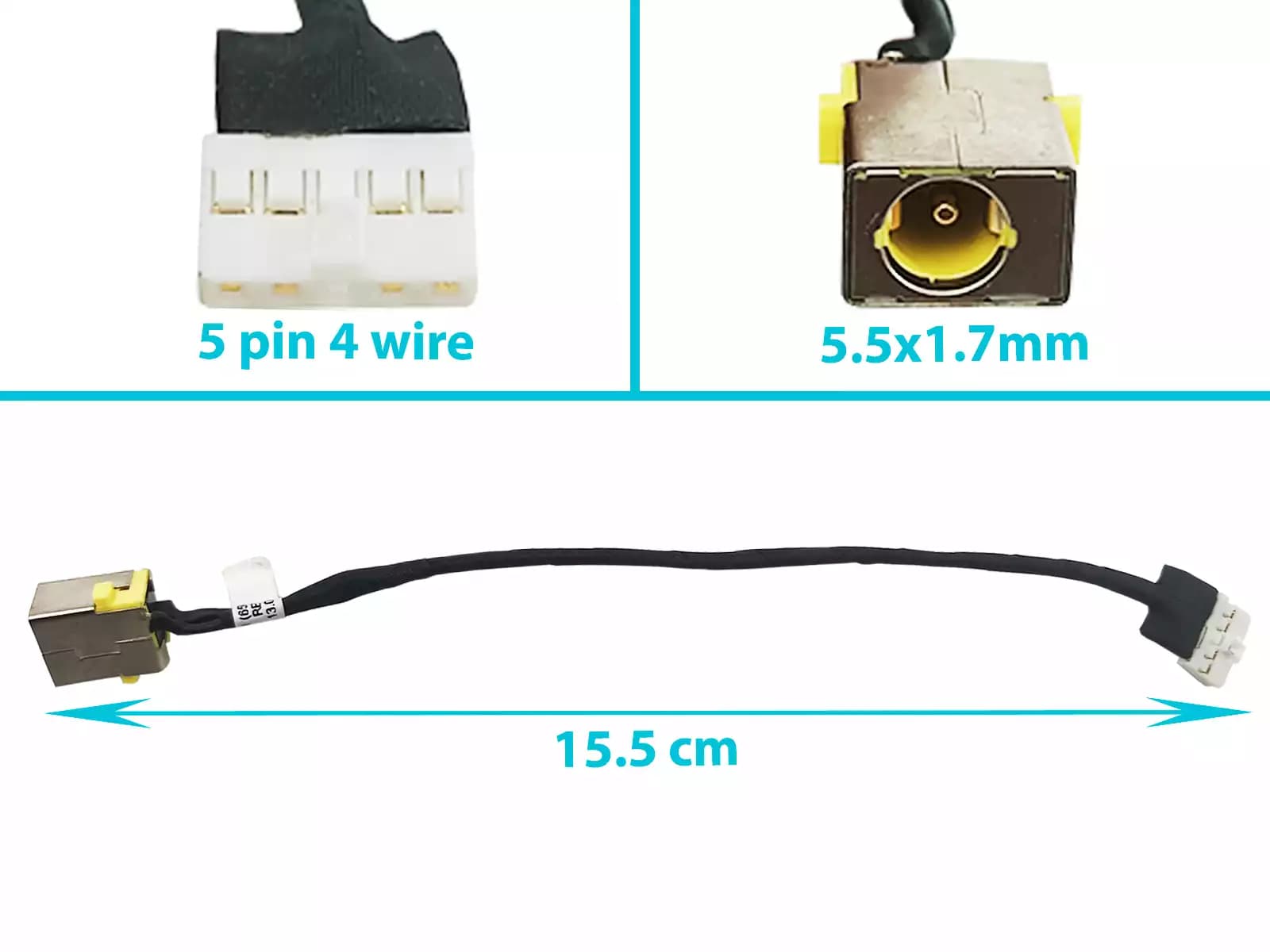 DC JACK ACER ASPIRE V5-571 ASV5-531 ASV5-431 V5-471 CON CABLE LARGO 15.5 CM — imagen 1