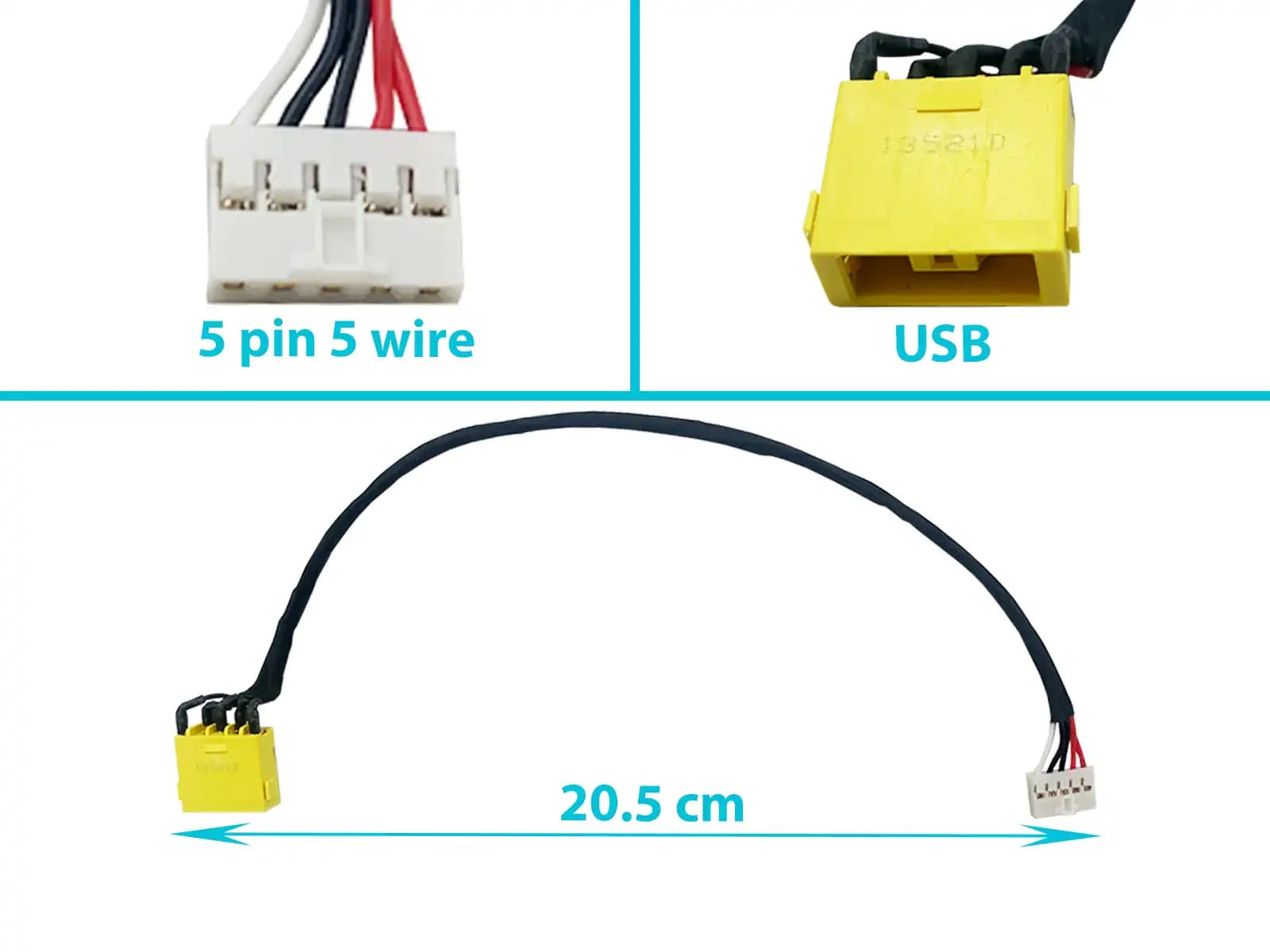 DC JACK LENOVO IDEAPAD U330P CON CABLE LARGO 20.5 CM — imagen 1