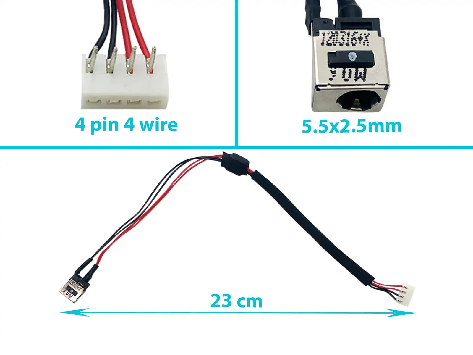 DC JACK TOSHIBA L455 L500 A500 SERIES CON CABLE LARGO 23 CM — imagen 1