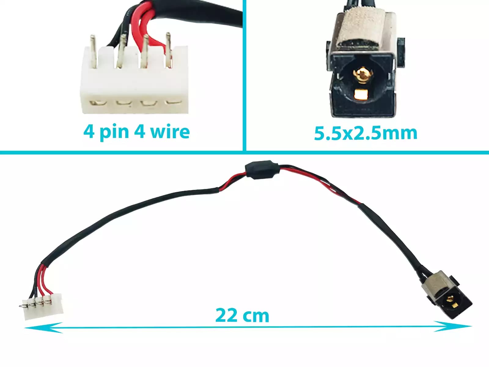 DC JACK TOSHIBA P755-S5268 P755-S5269 P755-S5270 P755-S5272 CON CABLE LARGO 22 CM — imagen 1