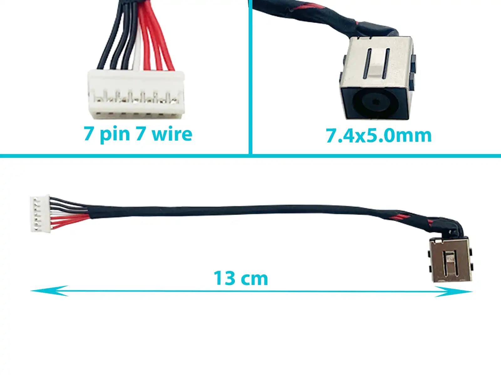 DC JACK DELL INSPIRON 75667567 7556I 7566I 7567I 7556 P65F 7.4x5.0mm CON CABLE LARGO 13 CM — imagen 1