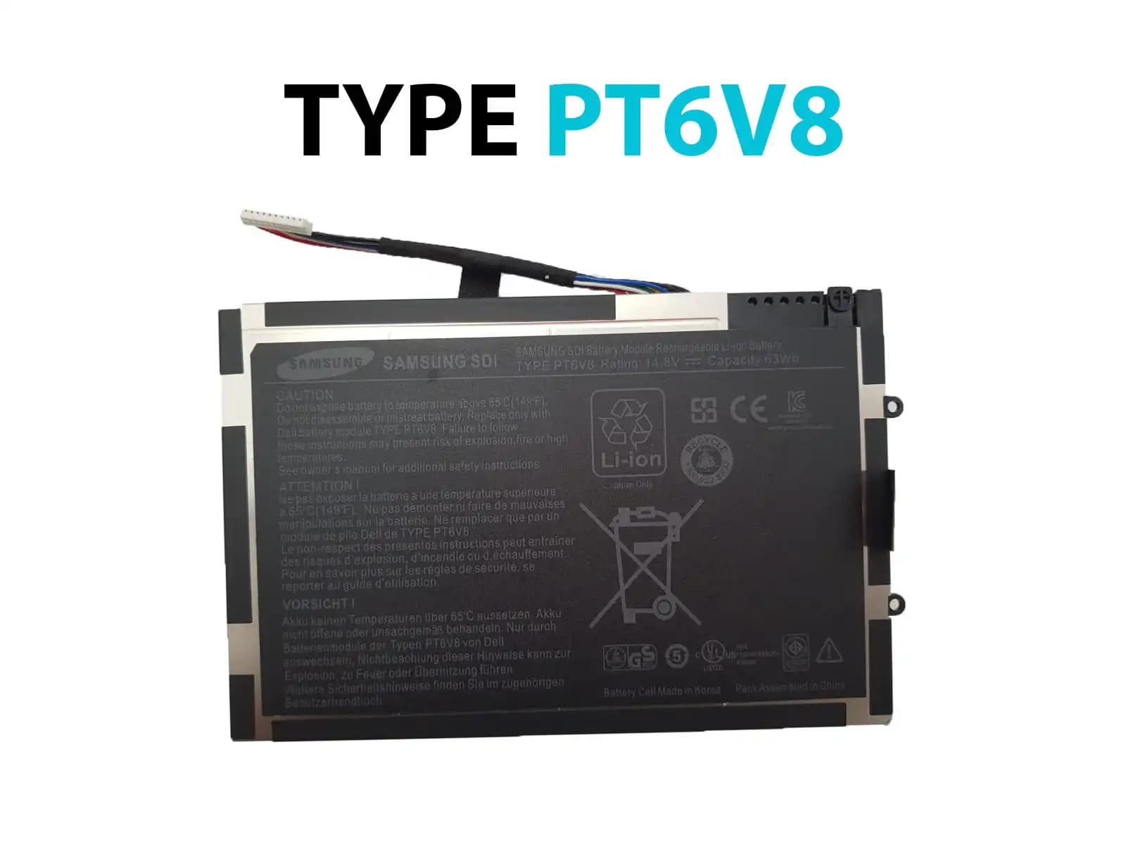 BATERIA DELL ALIENWARE M11X R1 M11X R2 R3 M14X R1 R2 P06T 8P6X6 08P6X6 T7YJR BT6V8 PT6V8 63Wh INTERNA *ORIGINAL* — imagen 1