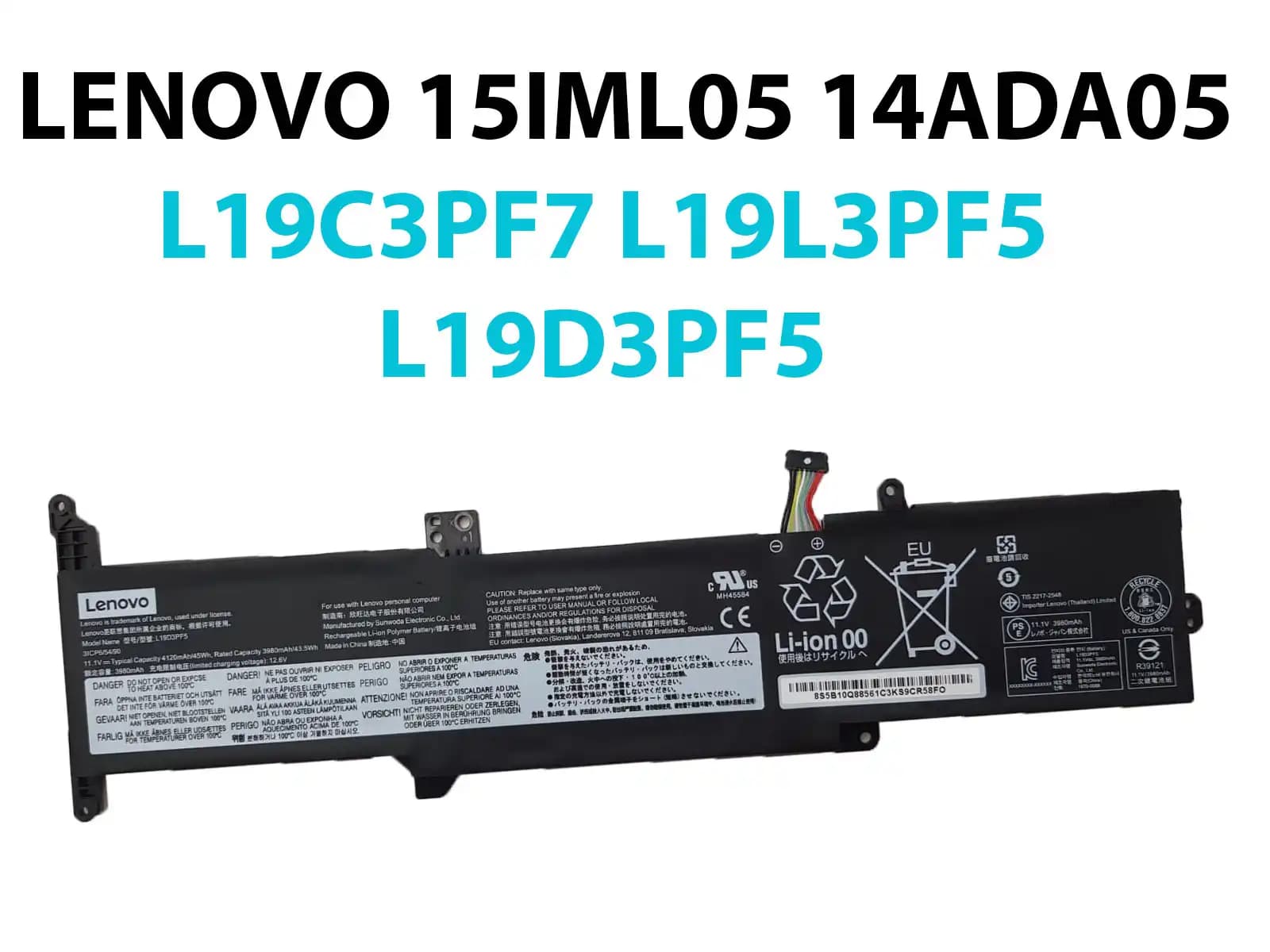 BATERIA LENOVO IDEAPAD 15IML05 14ADA05 L19C3PF7 L19L3PF5 L19D3PF5 INTERNA *ORIGINAL* — imagen 1