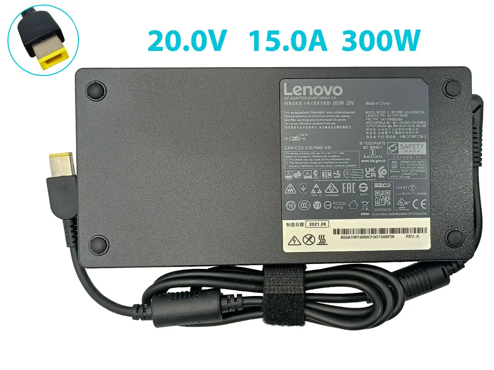 CARGADOR LENOVO 20v/15a/300W PLUG RECTANGULAR *ORIGINAL* — imagen 1