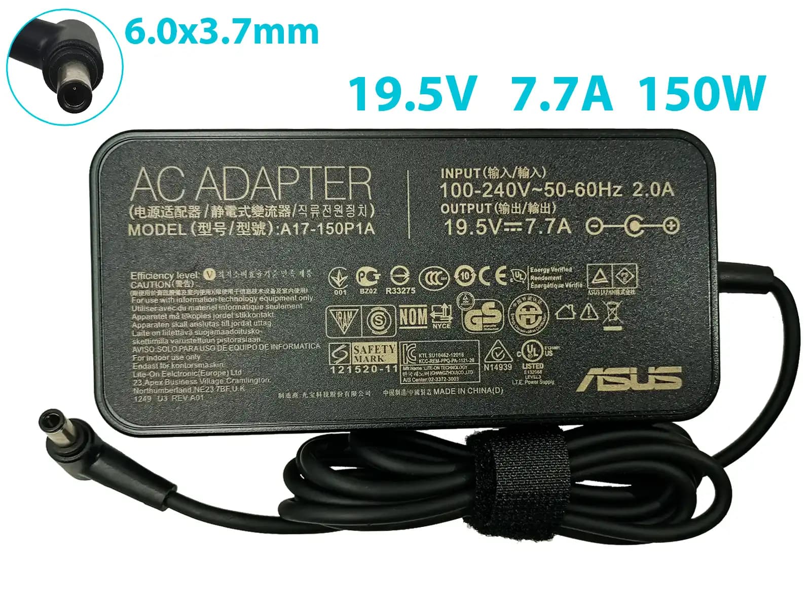 CARGADOR ASUS 19.5v/7.7a/1500W/6.0x3.7mm PING INSIDE *ORIGINAL* — imagen 1