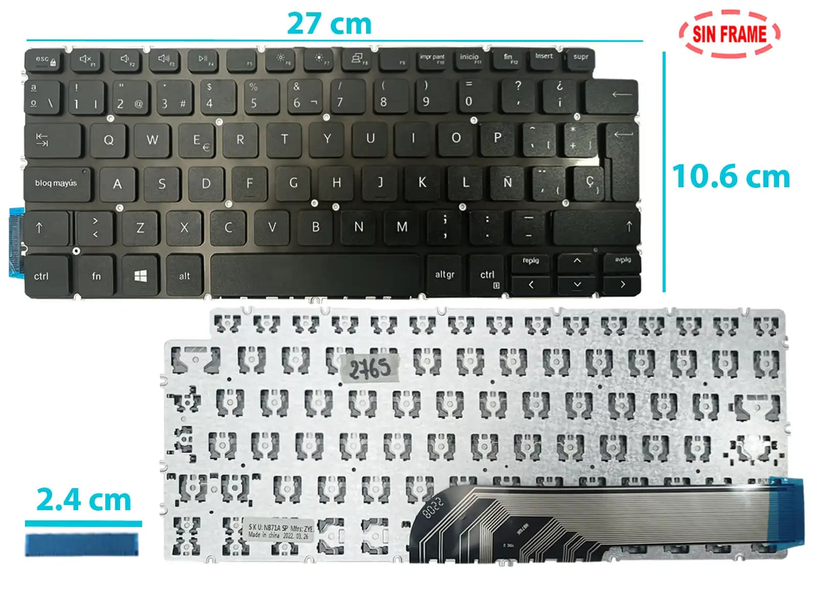 TECLADO DELL VOSTO 5402 5401 5390 SIN FRAME SP — imagen 1