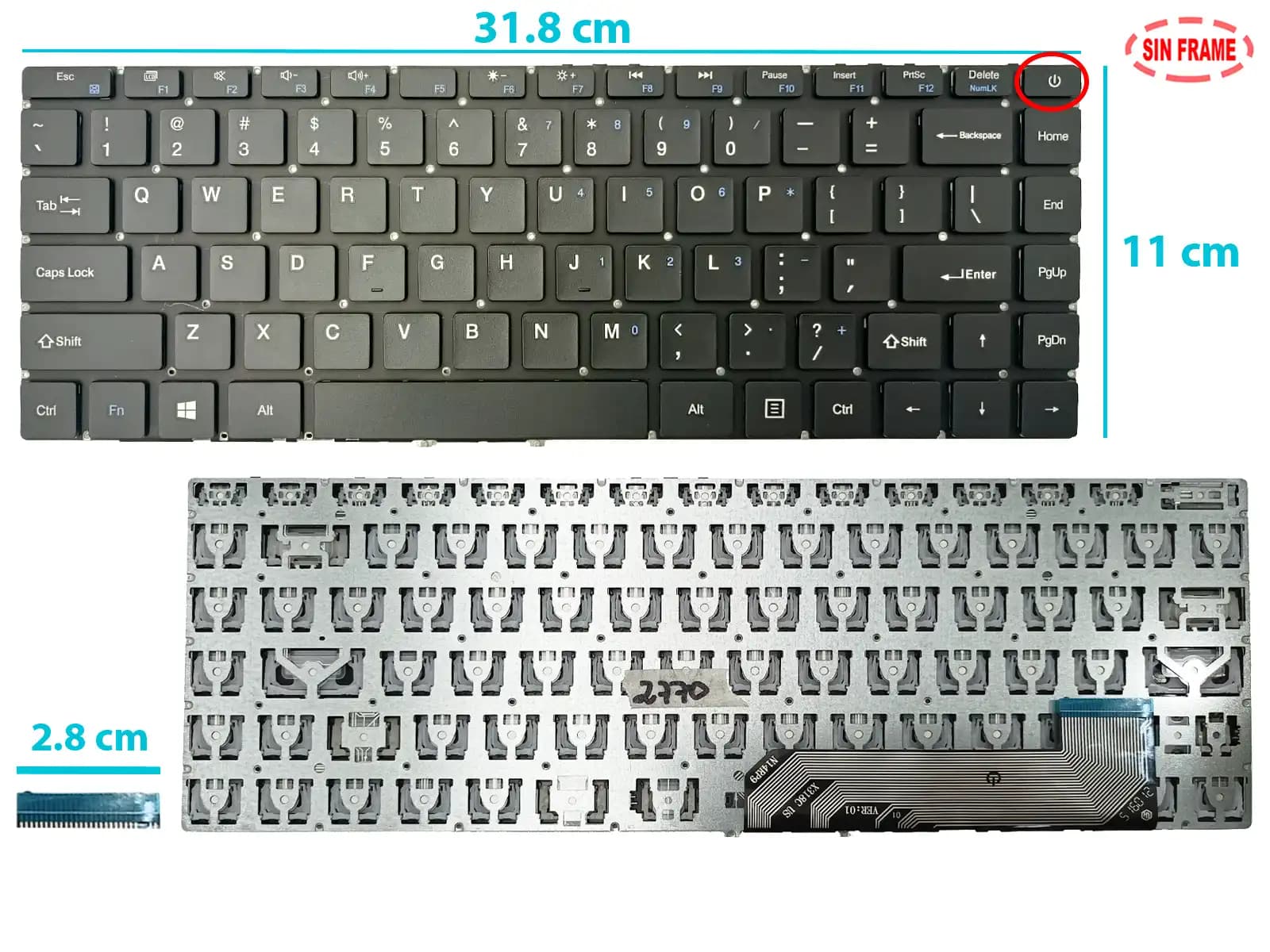 TECLADO GATEWAY GWTN141-4BK BOTTON POWER SIN FRAME US NUMÉRICO — imagen 1