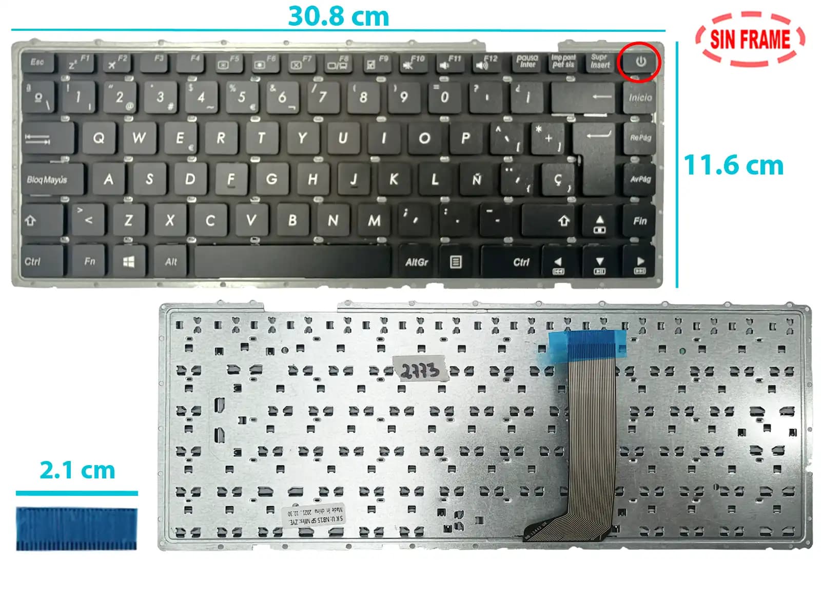 TECLADO ASUS X442 X442U X442UA X442UR X442UF X442UQ BOTTON POWER SIN FRAME SP — imagen 1