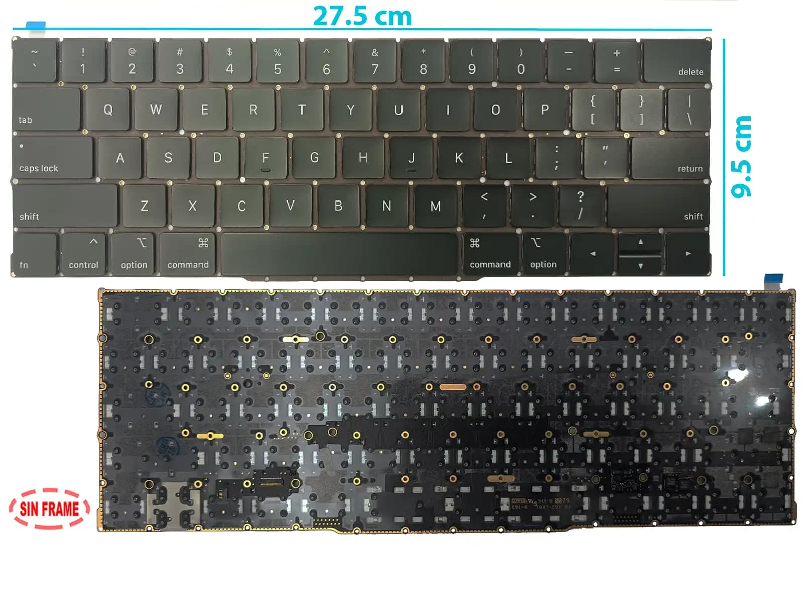 TECLADO APPLE MACBOOK PRO RETINA 13.3 A2159 SIN FRAME US — imagen 1
