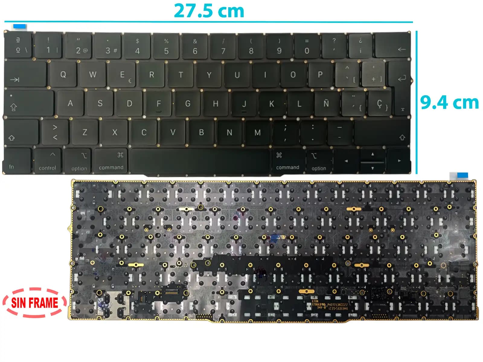 TECLADO APPLE MACBOOK PRO RETINA 13.3 A2159 SIN FRAME SP — imagen 1