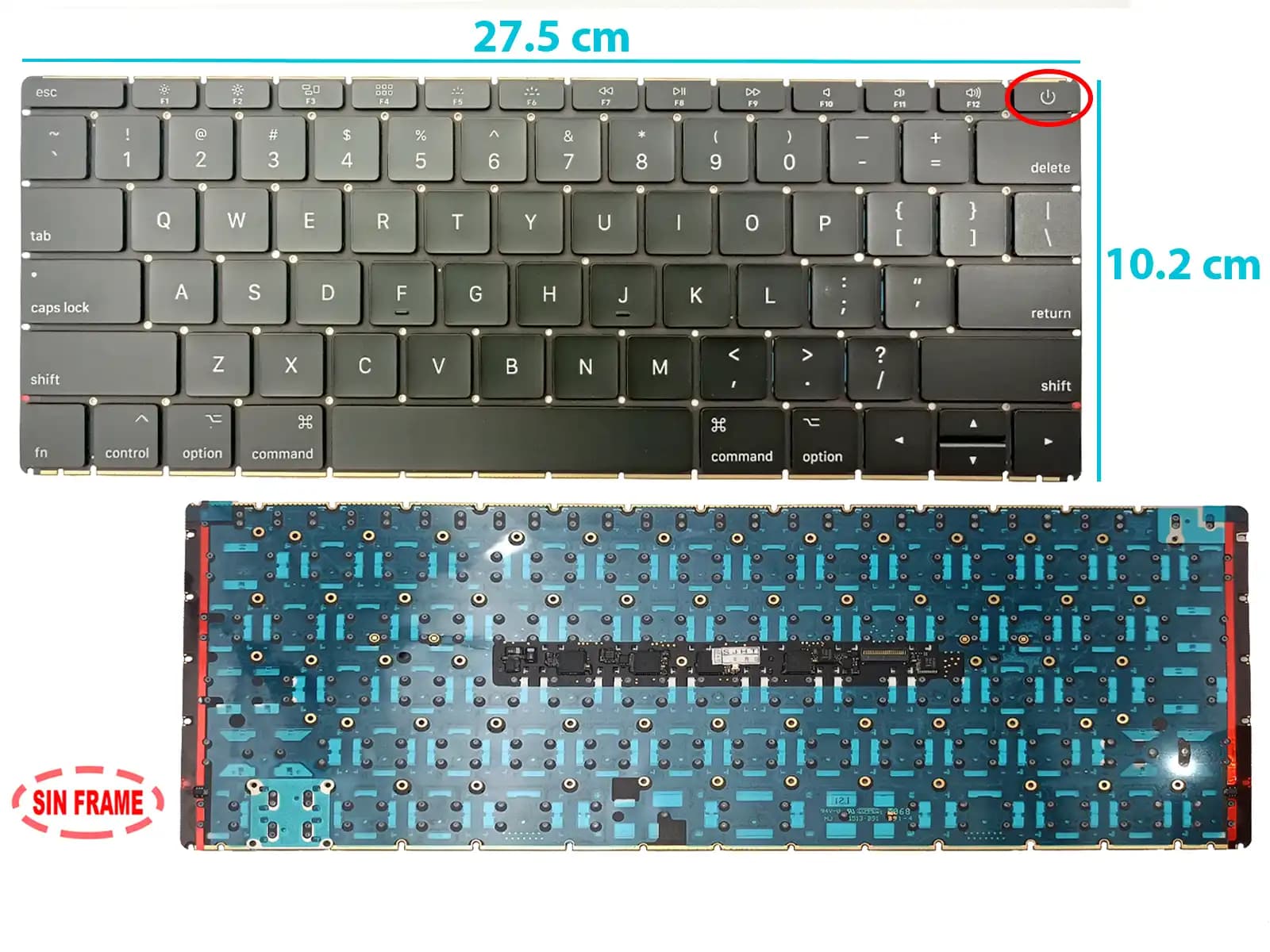 TECLADO APPLE MACBOOK AIR RETINA 12" A1534 2016 SIN FRAME US — imagen 1