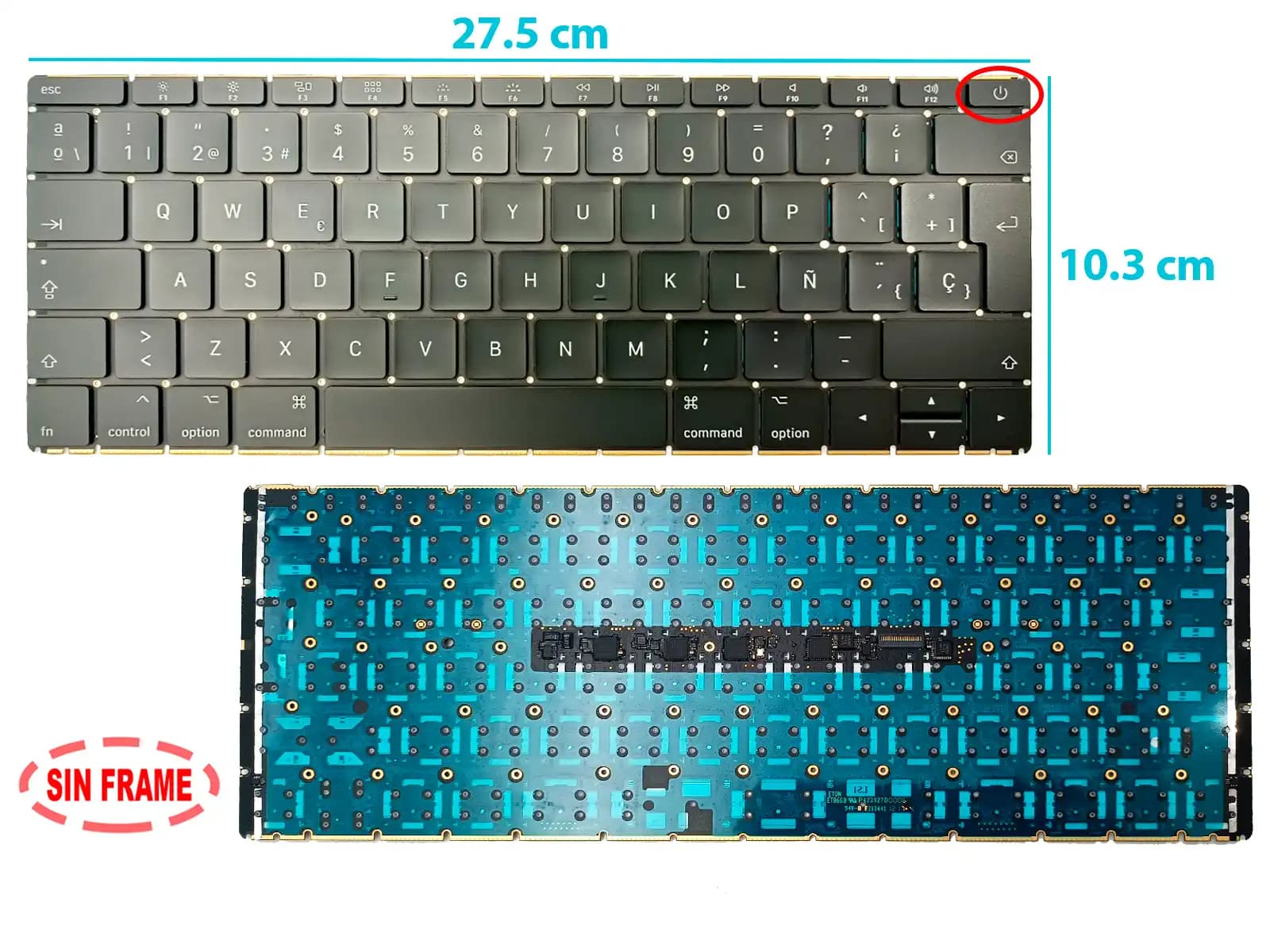 TECLADO APPLE MACBOOK AIR RETINA 12" A1534 2016 SIN FRAME SP — imagen 1