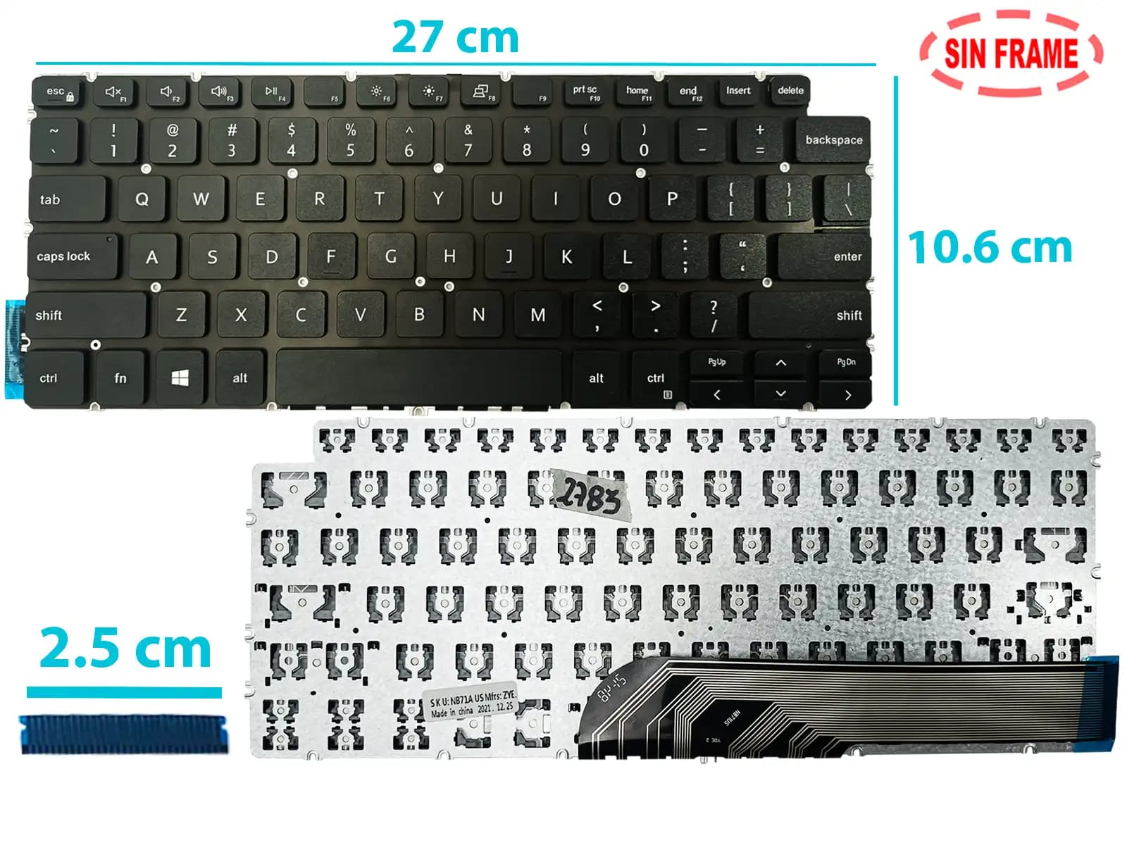TECLADO DELL VOSTO 5402 5401 5390 5391 7391 5490 5491 7491 5498 7490 BOTTON POWER EN LA LAPTOP SIN FRAME US — imagen 1