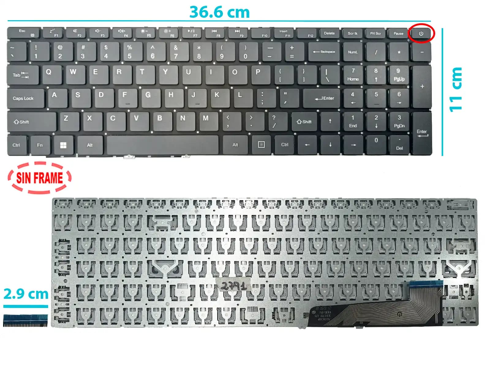 TECLADO GATEWAY GWTN 156-1 GWTN 156-4 GWTN 156-5 BOTTON POWER US SIN FRAME NUMÉRICO — imagen 1