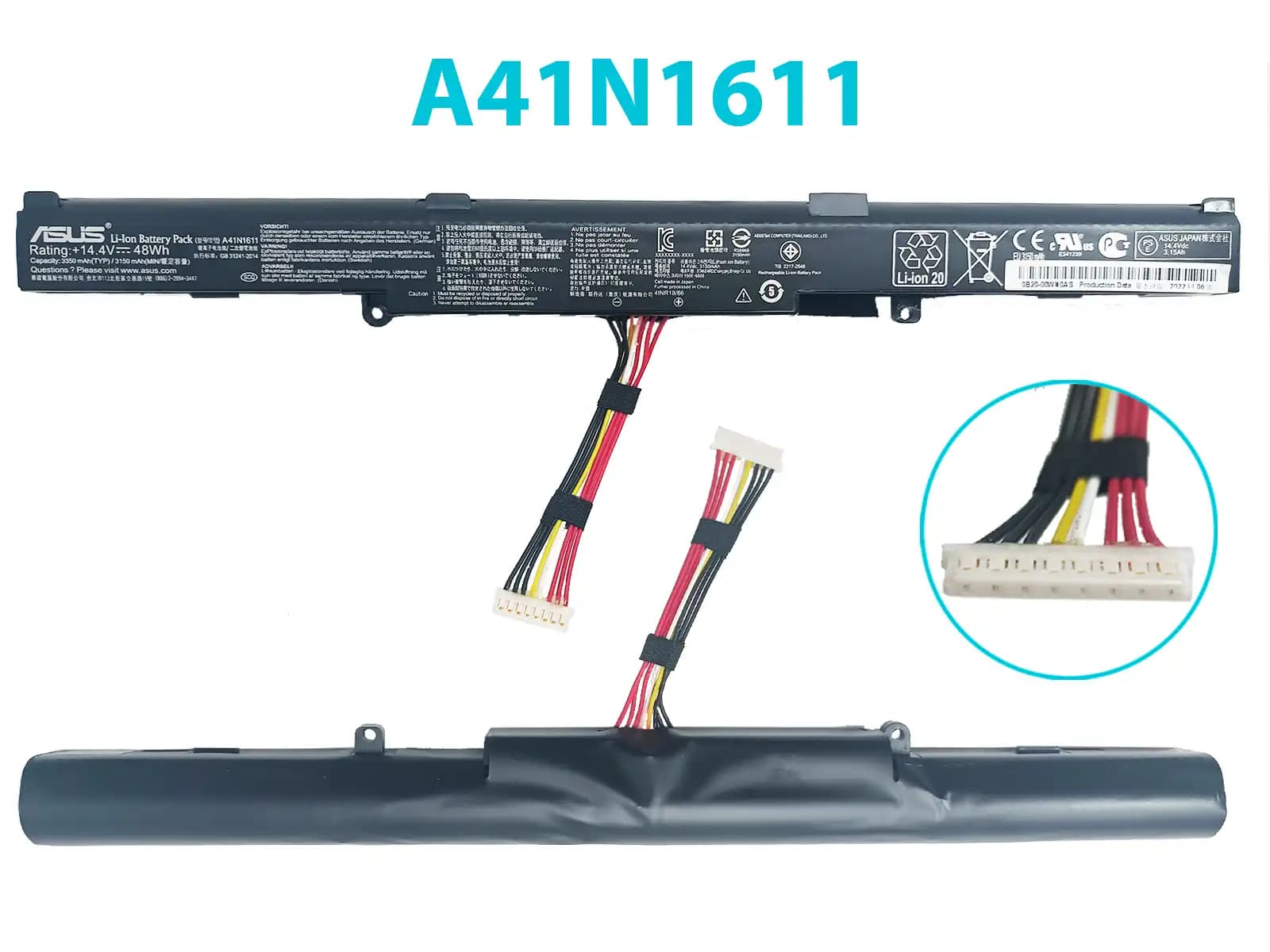 BATERIA ASUS GL553 GL553V GL553VD GL553VE GL553VW GL753 GL753V GL753VD GL753VE FX553V FX753 FX753V A41N1611 INTERNA *ORIGINAL* — imagen 1
