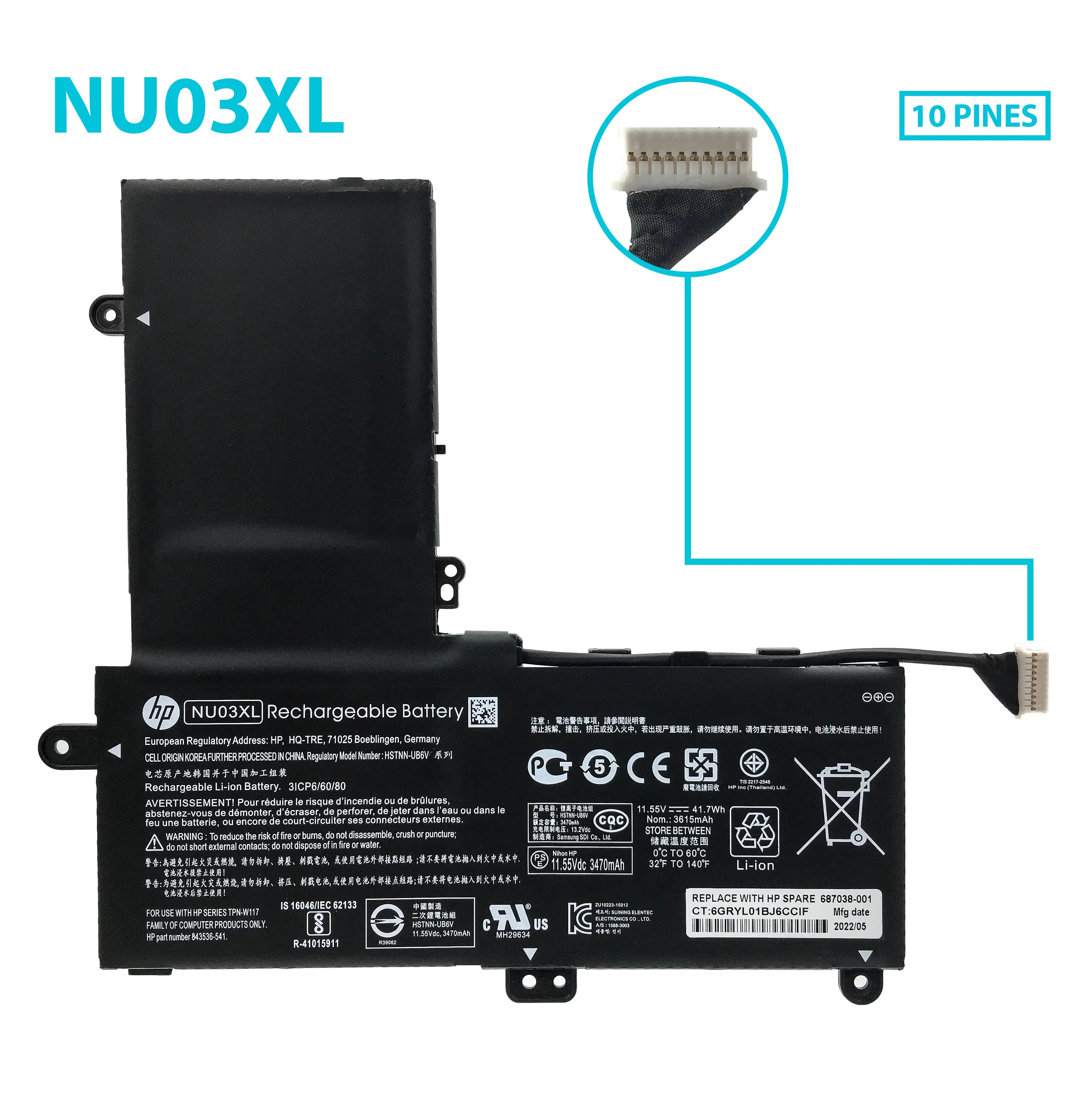 BATERIA HP NU03XL INTERNA *ORIGINAL* — imagen 1