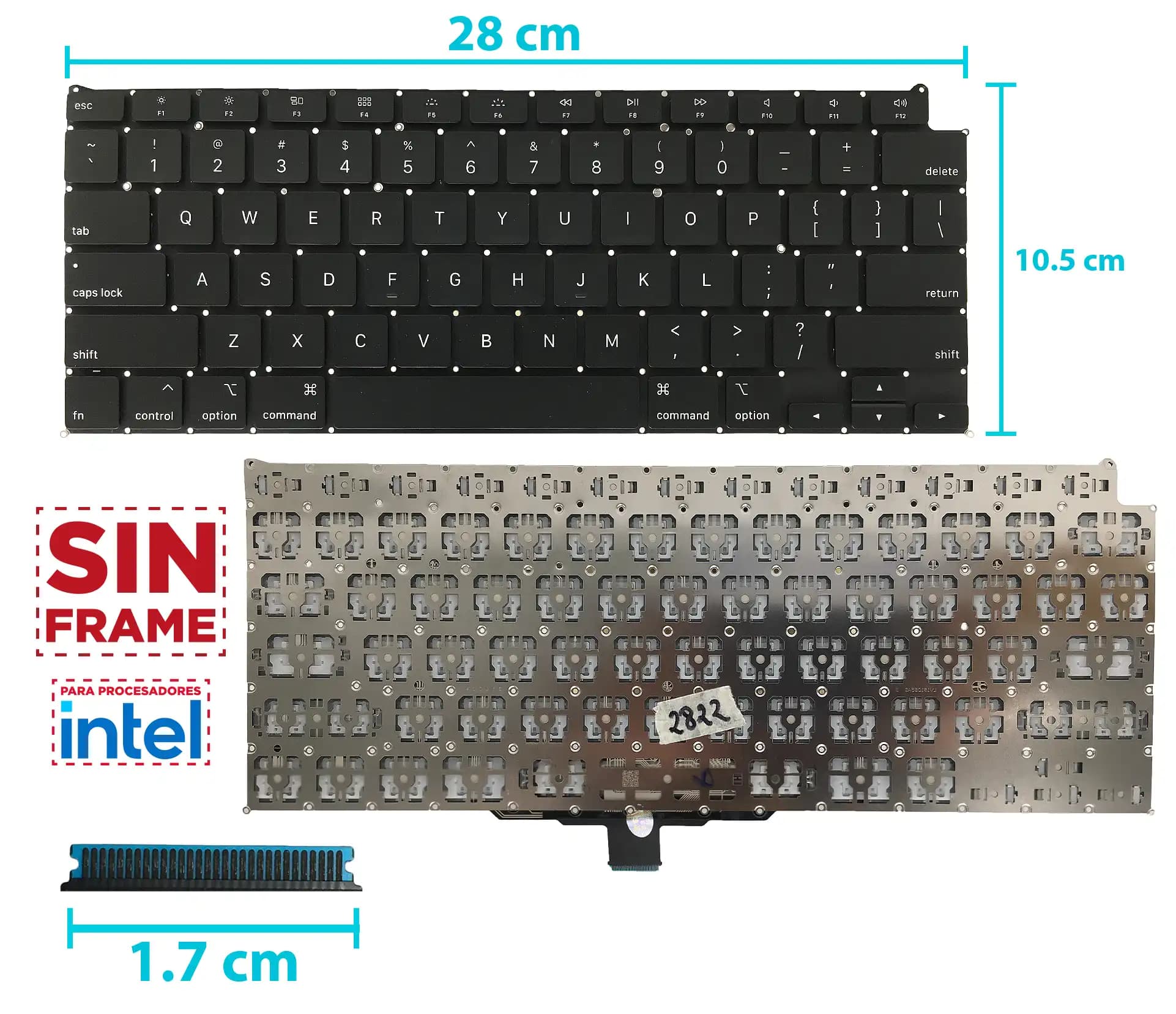 TECLADO APPLE MACBOOK AIR 13 RETINA A2179 (2020) A2337 (2020) SIN FRAME US — imagen 1