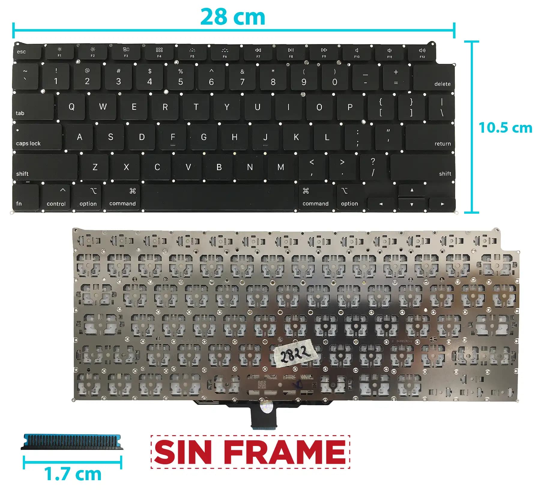 TECLADO APPLE MACBOOK AIR 13 RETINA A2179 (2020) A2337 (2020) SIN FRAME US — imagen 2