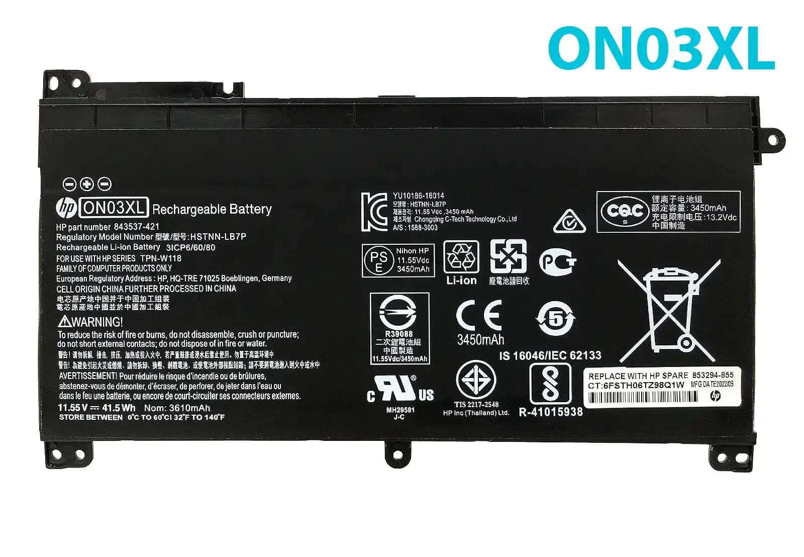BATERIA HP PAVILION X360 13-U ON03XL INTERNA *ORIGINAL* — imagen 1