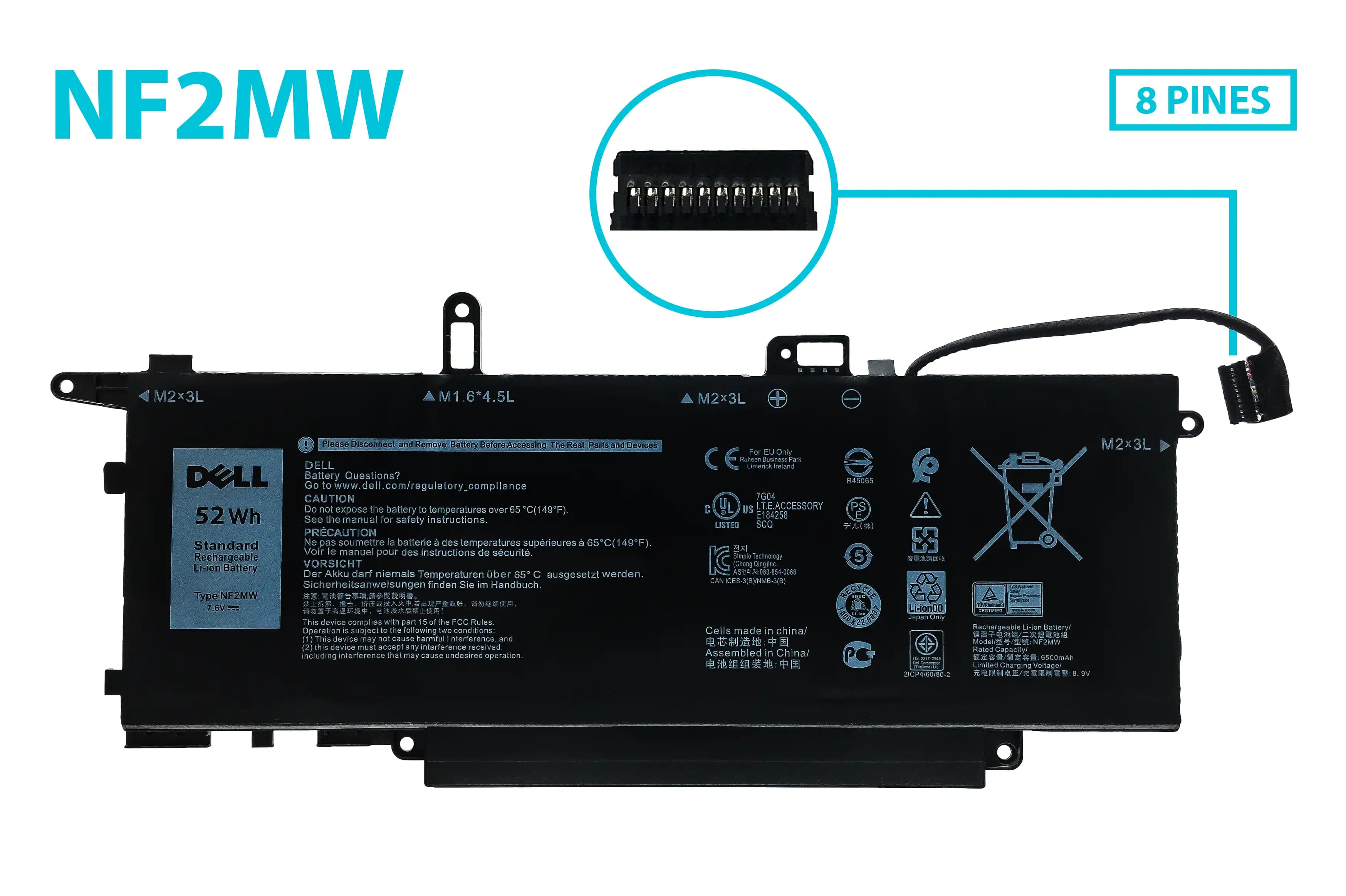 BATERIA DELL LATITUDE 7400 9410 SERIES 7146W 085XM8 08W3YY TYPE NF2MW INTERNA *ORIGINAL* — imagen 1