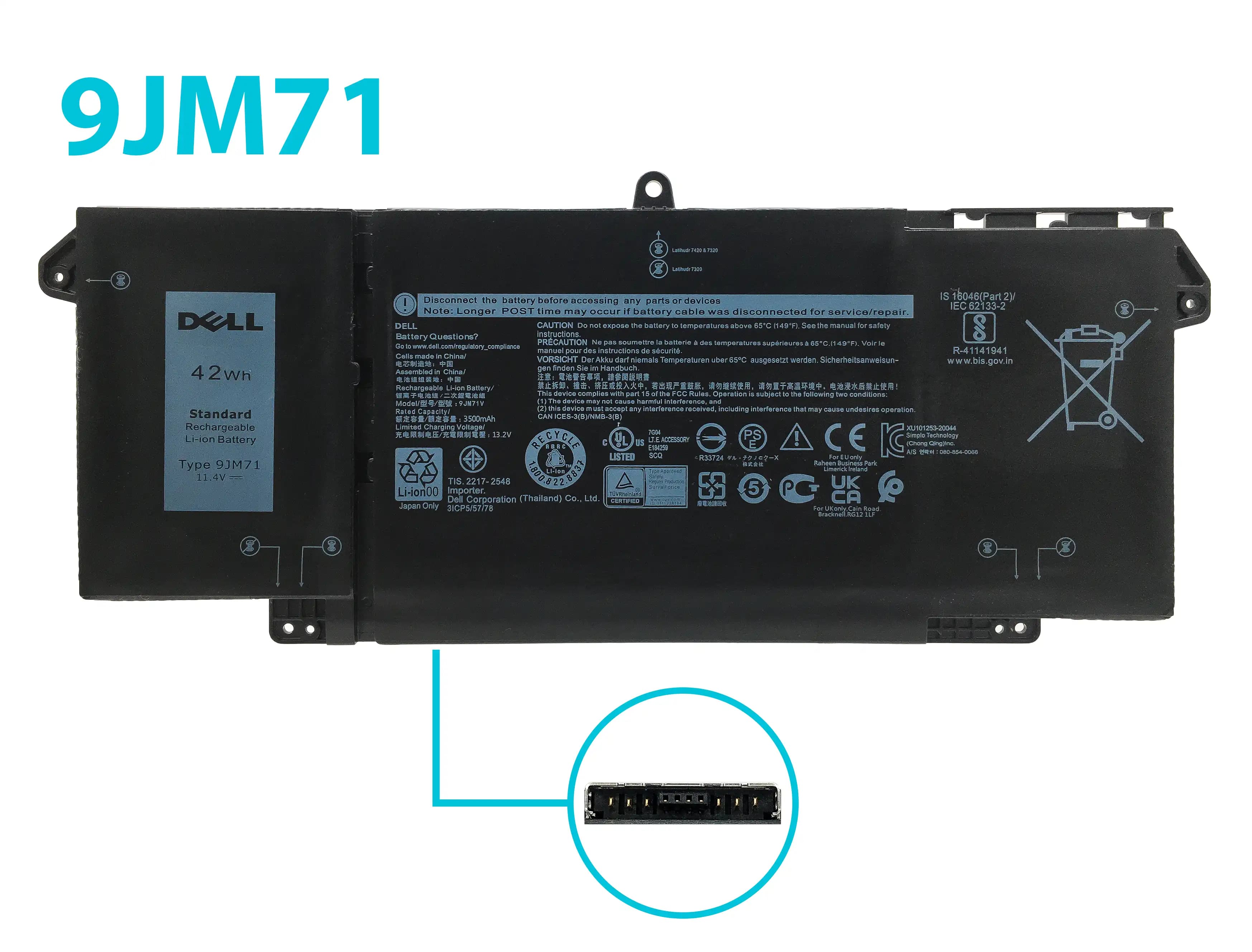 BATERIA DELL LATITUDE 13 5320 14 7320 7420 7520 TYPE 9JM71 7FMXV TN2GY 0TN2GY INTERNA *ORIGINAL* — imagen 1