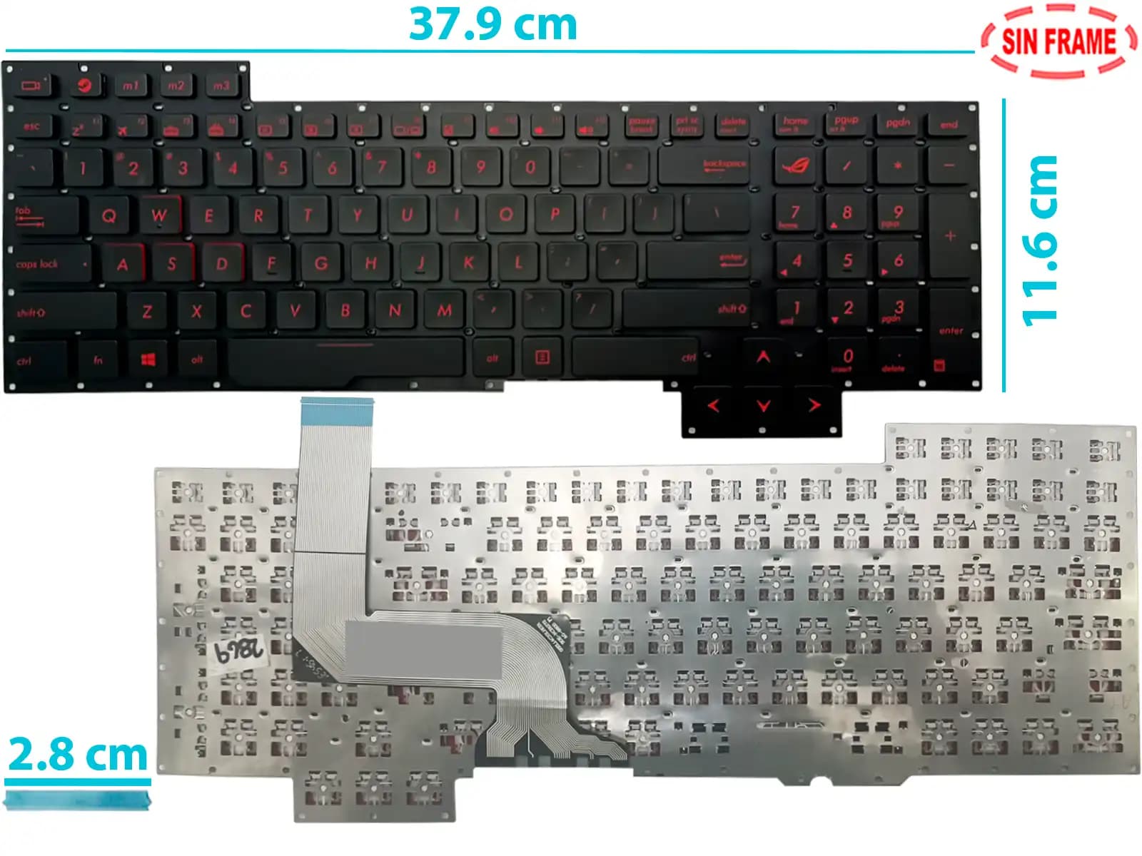 TECLADO ASUS ROG G751 G751J G751JT G751JL G751JY G751JM SIN FRAME NUMÉRICO US — imagen 1