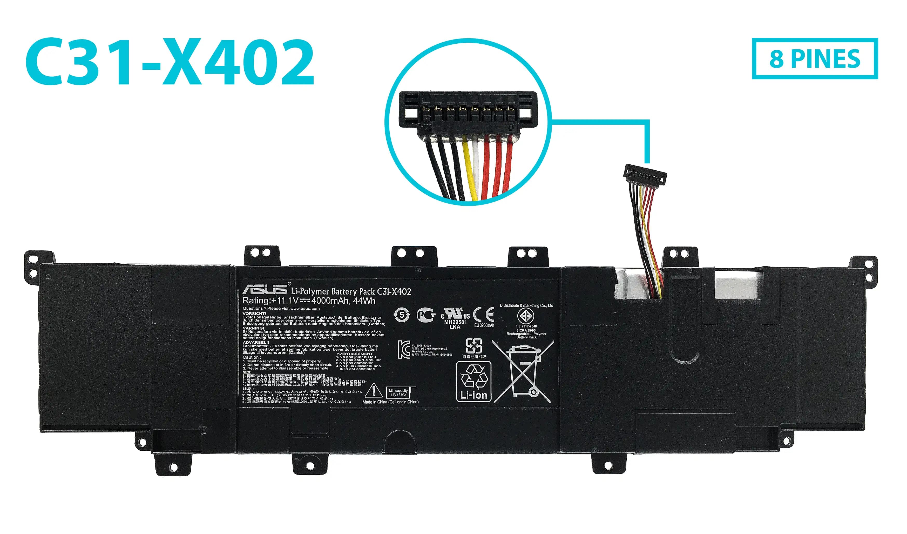 BATERIA ASUS C31-X402 C21-X401 C31X402 AR5B225 INTERNA *ORIGINAL* — imagen 1