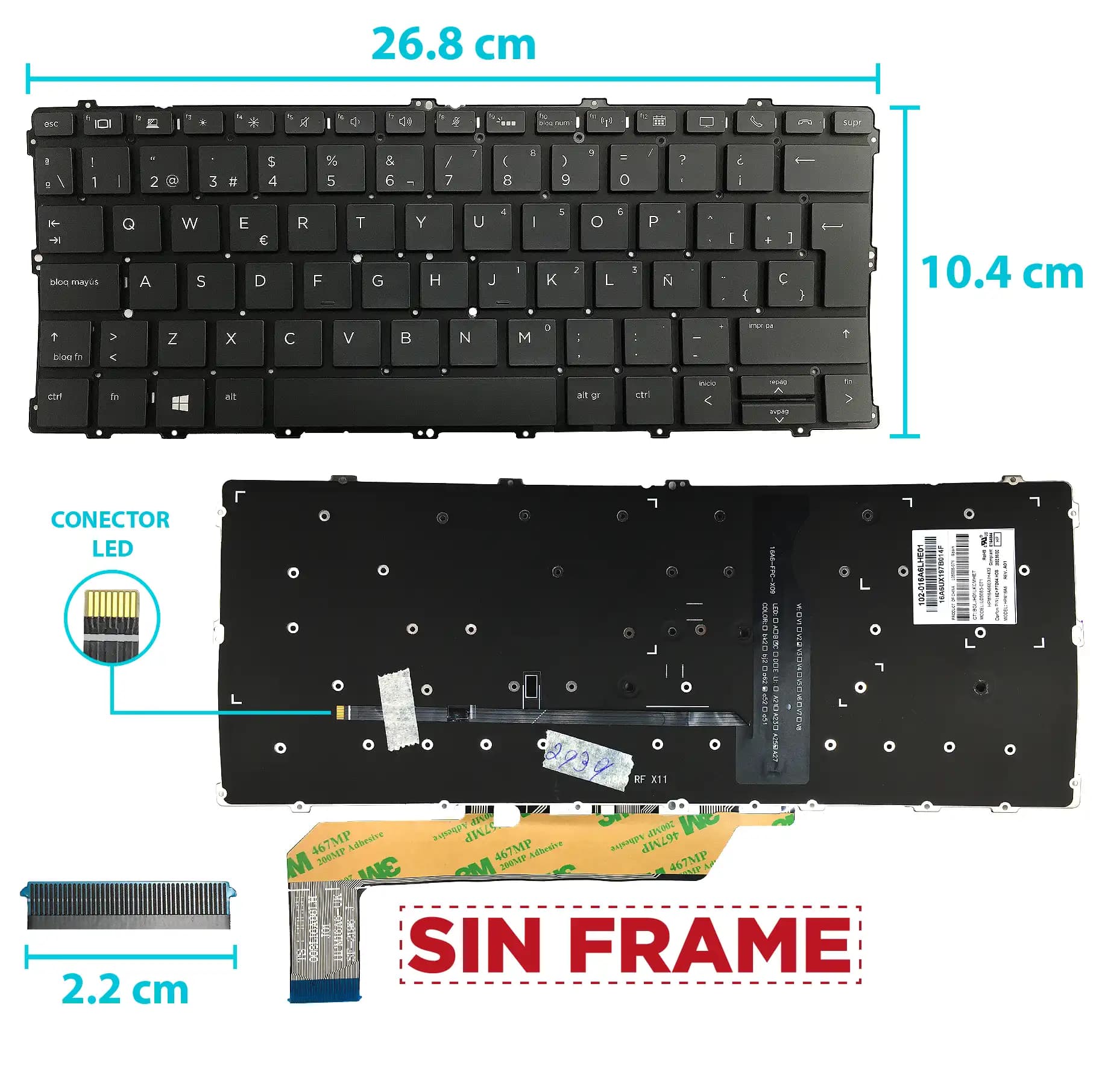 TECLADO HP ELITEBOOK X360 1030 G2 1030 G3 SIN FRAME SP — imagen 1