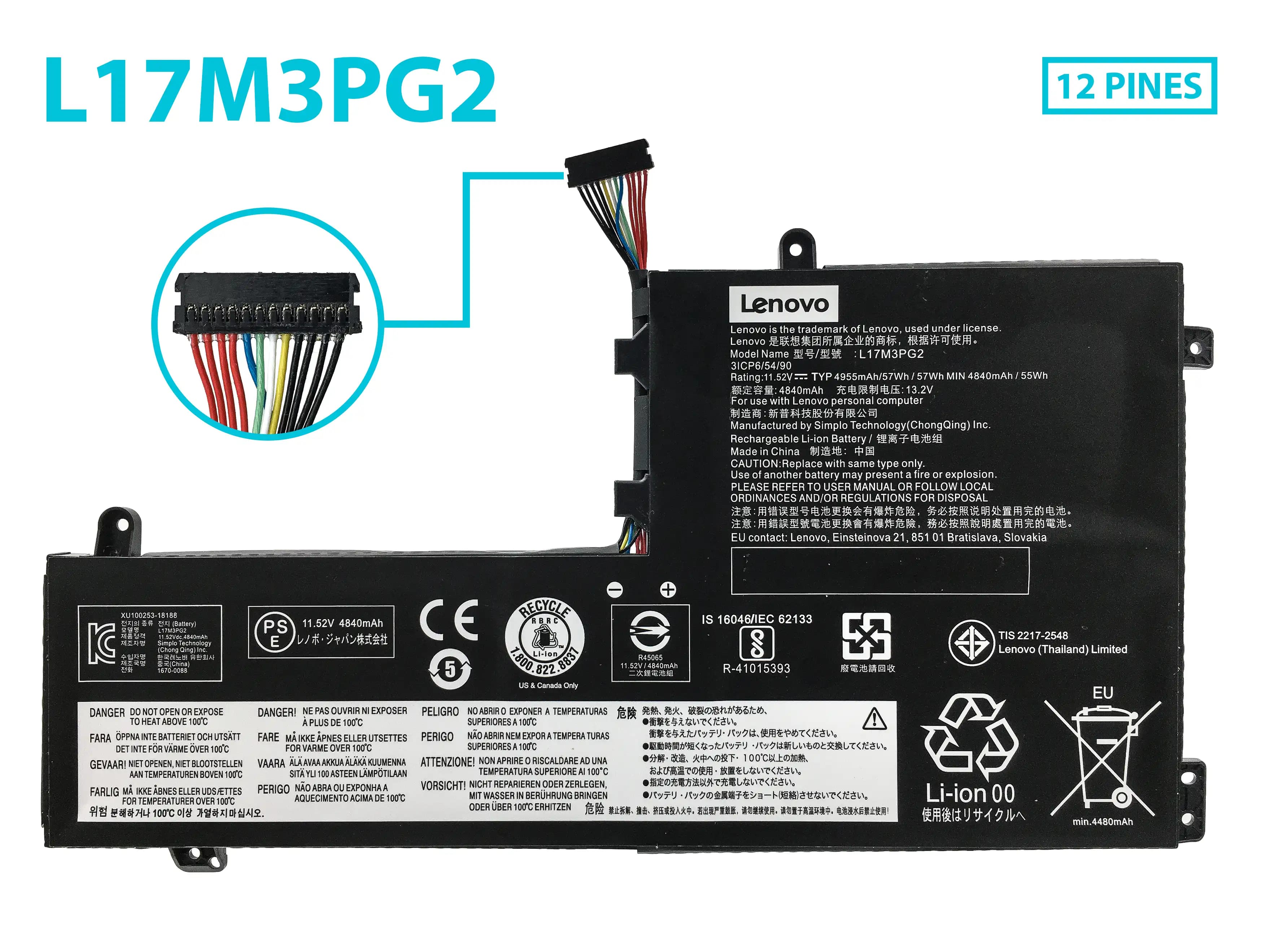 BATERIA LENOVO LEGION 5 15I 5 15IMH05H Y7000 R7000 2020 L19M4PC0 L19C4PC0 L19L4PC0 L19SPC0 INTERNA *ORIGINAL* — imagen 1