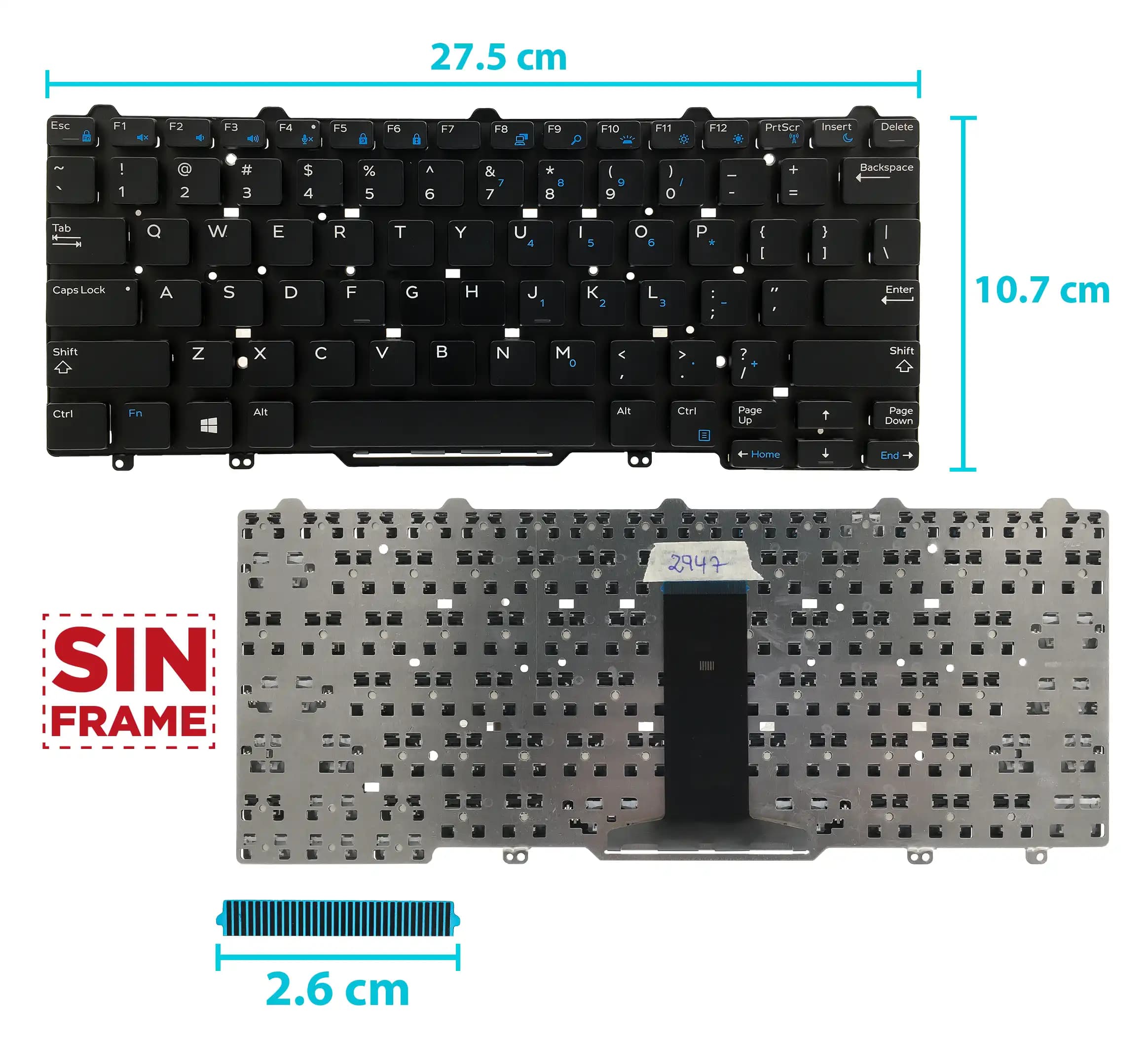 TECLADO DELL LATITUDE 3340 3350 E3340 SIN FRAME US — imagen 1