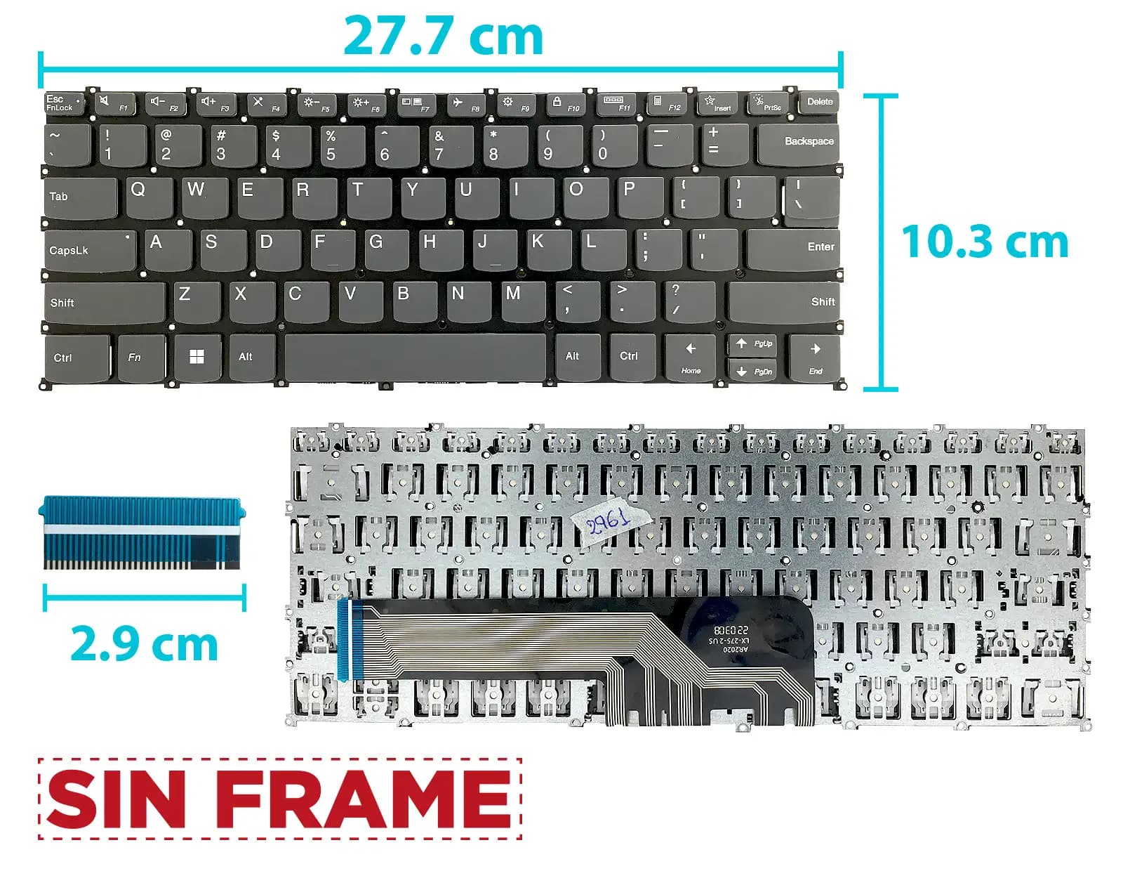 TECLADO LENOVO FLEX 5-14ARE05 5-14IIL05 5-14ITL05 5-14ALC05 SIN FRAME US — imagen 1
