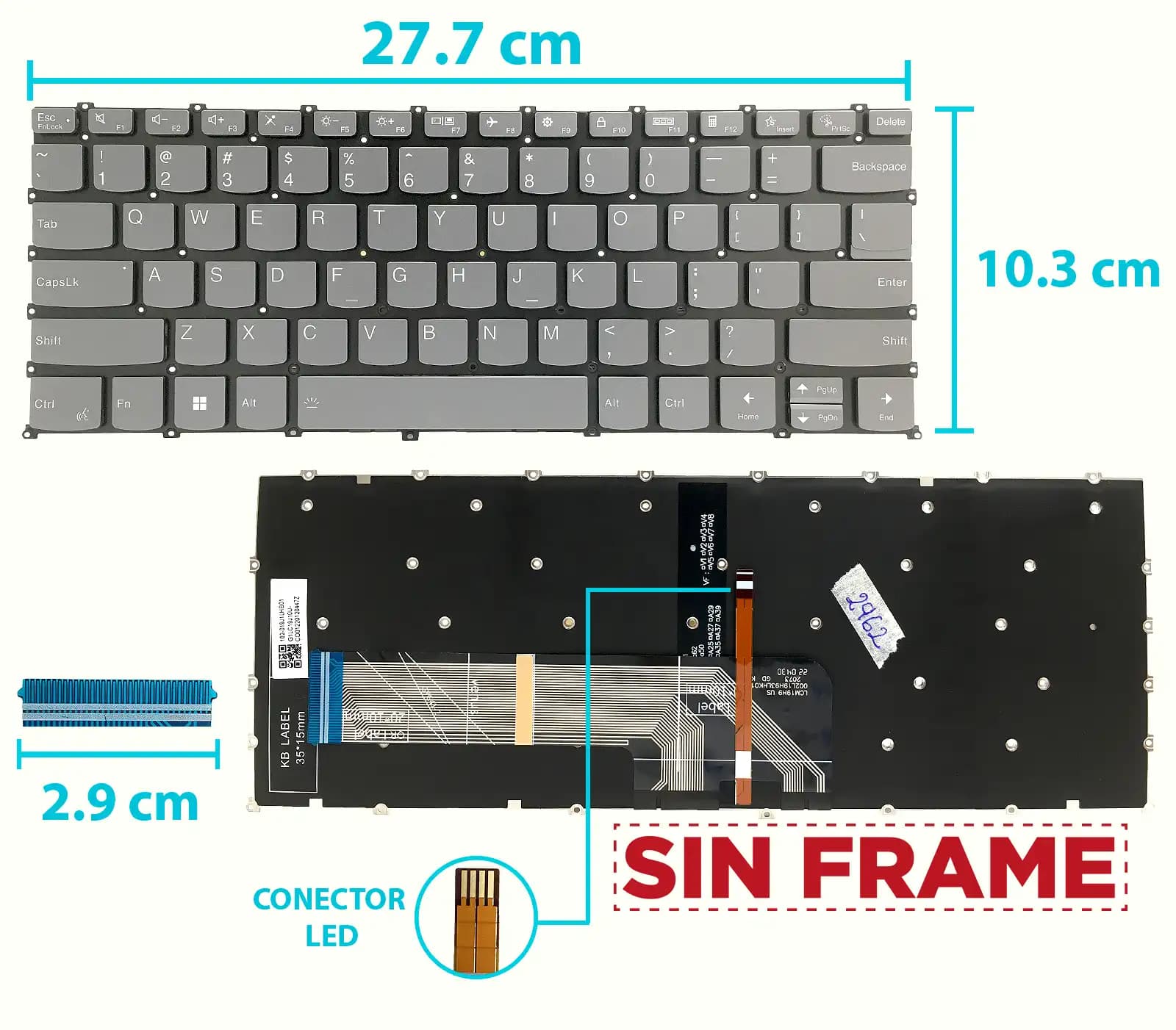 TECLADO LENOVO FLEX 5-14ARE05 5-14IIL05 5-14ITL05 5-14ALC05 CON BACKLIGTH SIN FRAME US — imagen 2