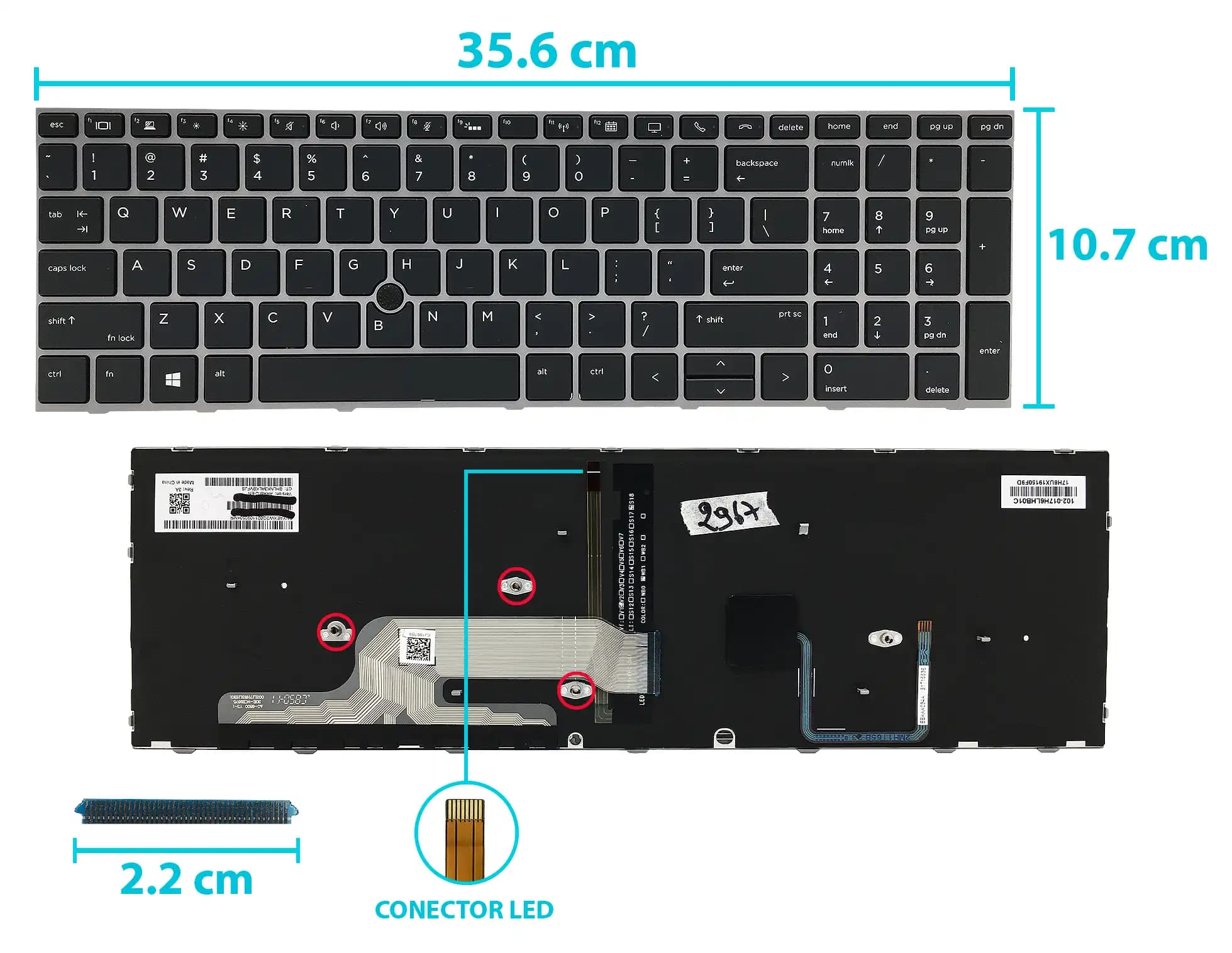 TECLADO HP PROBOOK 640 G5 CON BACKLIGTH CON POINTER US NUMÉRICO — imagen 1