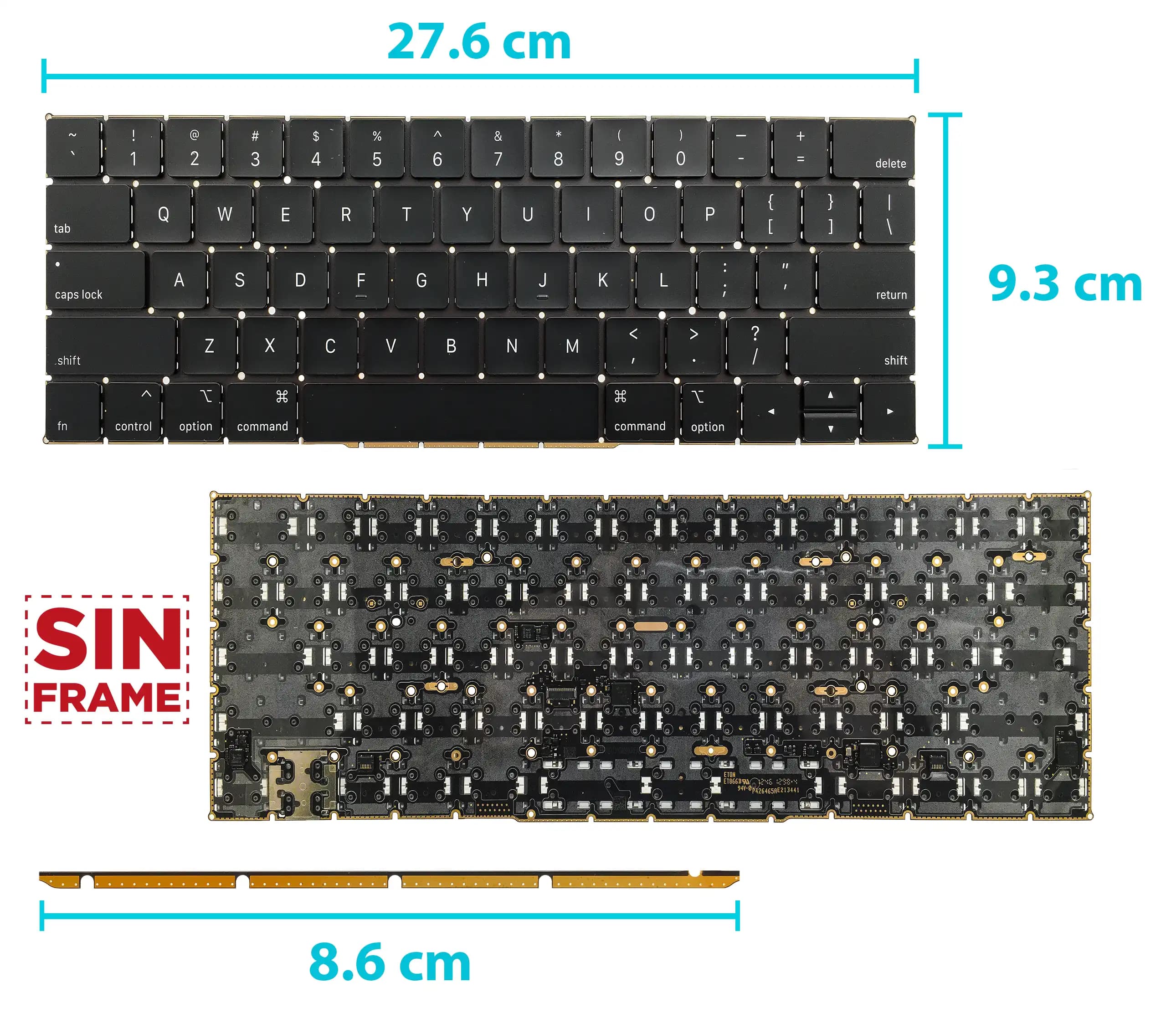 TECLADO APPLE MACBOOK PRO RETINA 13 A1989 15 1990 EMC 3214 EMC 3215 SIN FRAME US — imagen 1