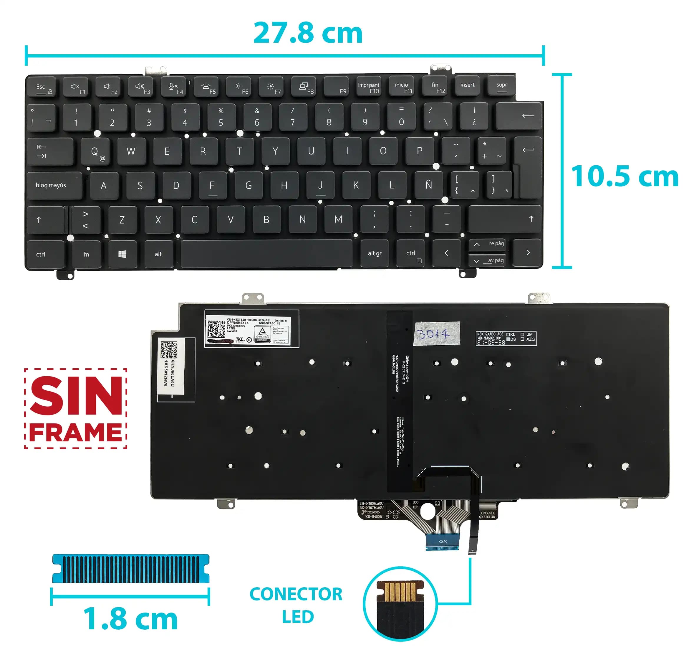 TECLADO DELL 5420 7420 7520 CON BACKLIGTH SIN FRAME SP — imagen 1