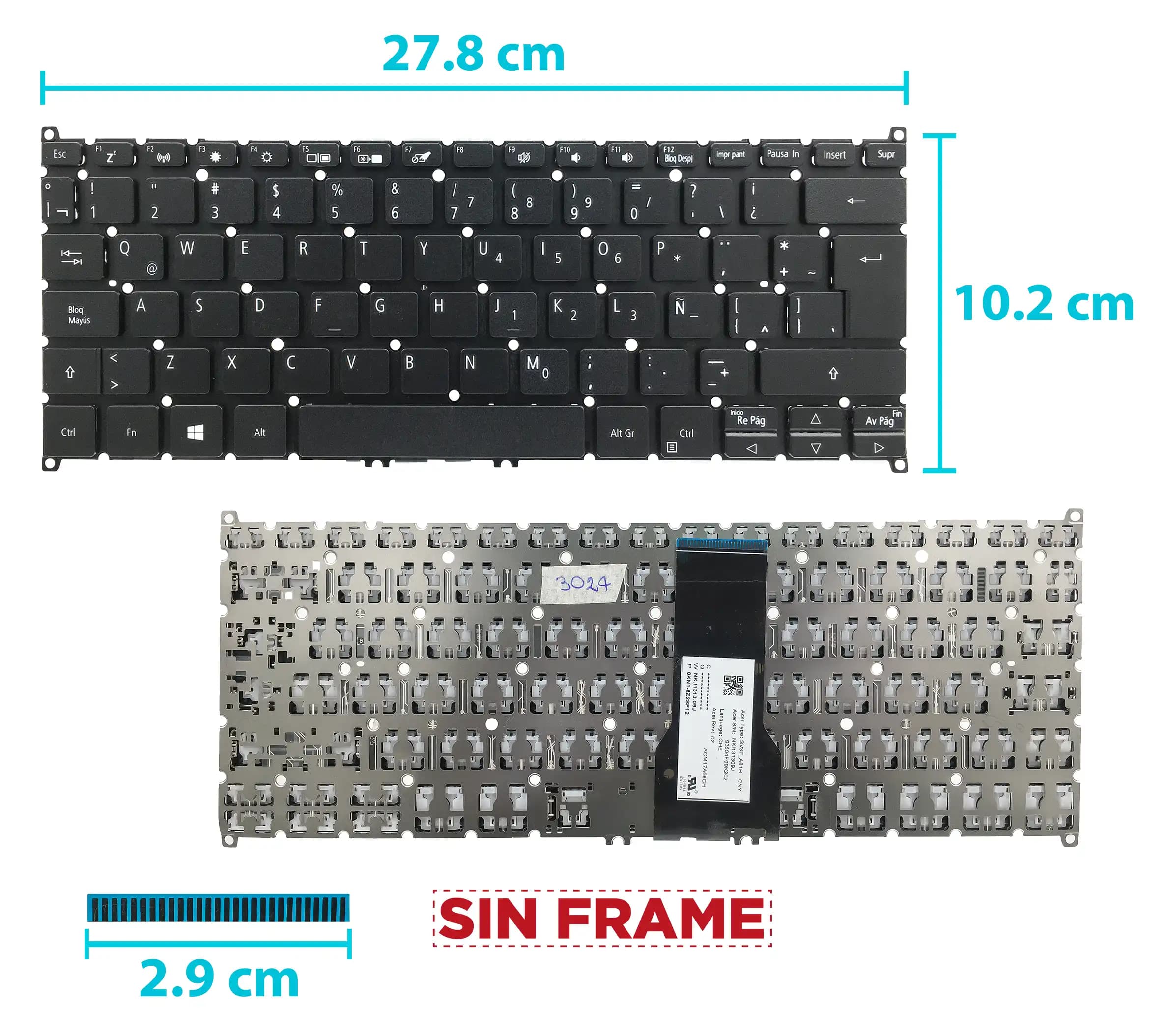 TECLADO ACER SPIN 5 SP513-52 SP513-52N SP513-54N SP513-53N SIN FRAME LA — imagen 1