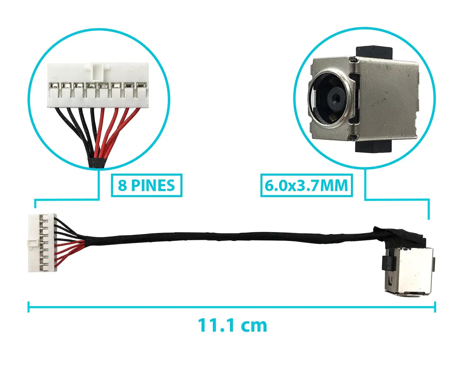 DC JACK ASUS TUF506IV FX506 FA506 FX506L 1417-00L50A2 5.5x2.5mm CON CABLE LARGO 8.7 CM — imagen 1