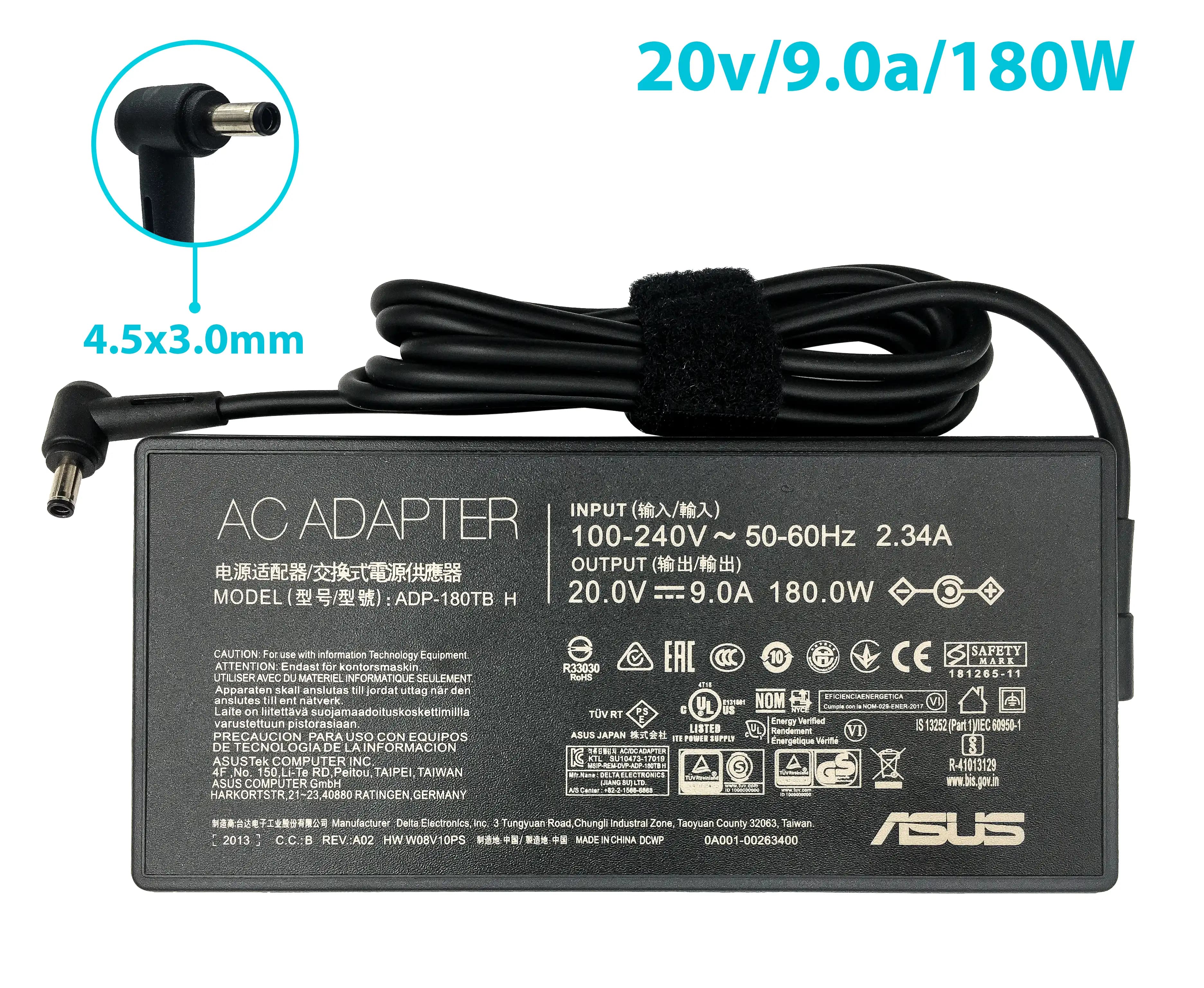 CARGADOR ASUS 20v/9.0a/180W/4.5x3.0mm PLUG NEGRO *ORIGINAL* — imagen 1