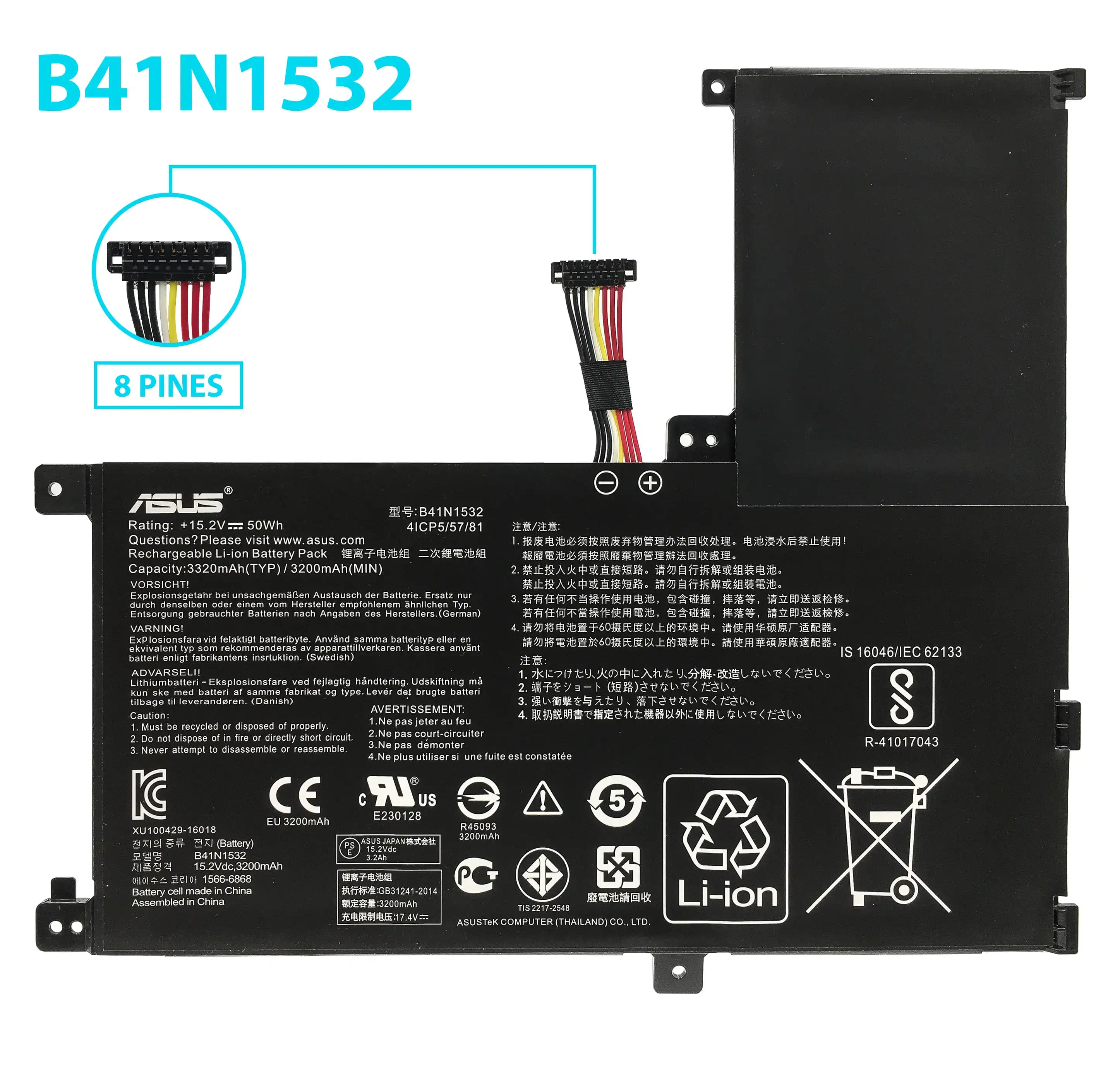 BATERIA ASUS ZENBOOK FLIP UX560 UX560UA UX560UA-1B Q504U Q504UA B41N1532 INTERNA *ORIGINAL* — imagen 1