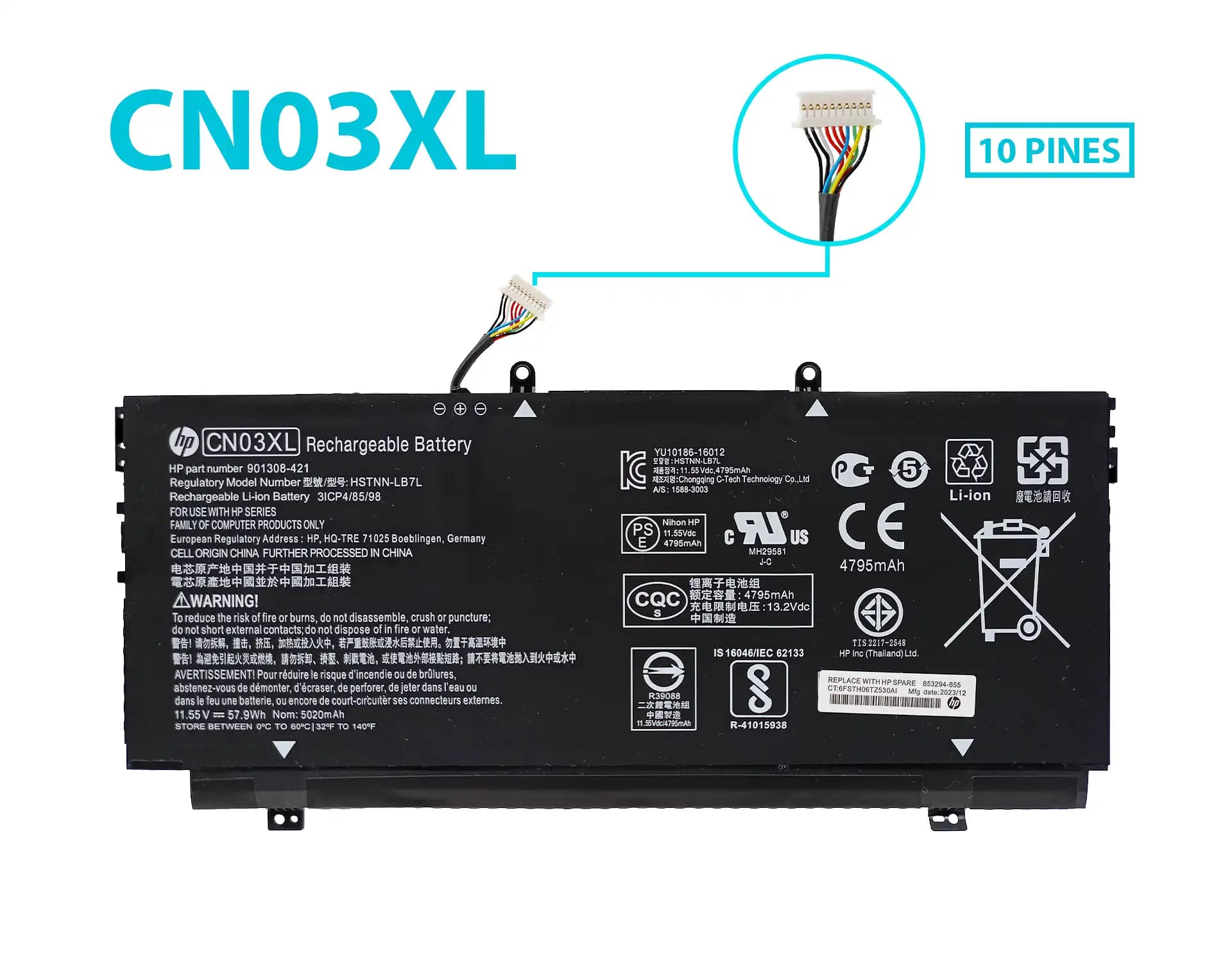 BATERIA HP INTERNA CN03XL *INTERNA* — imagen 1